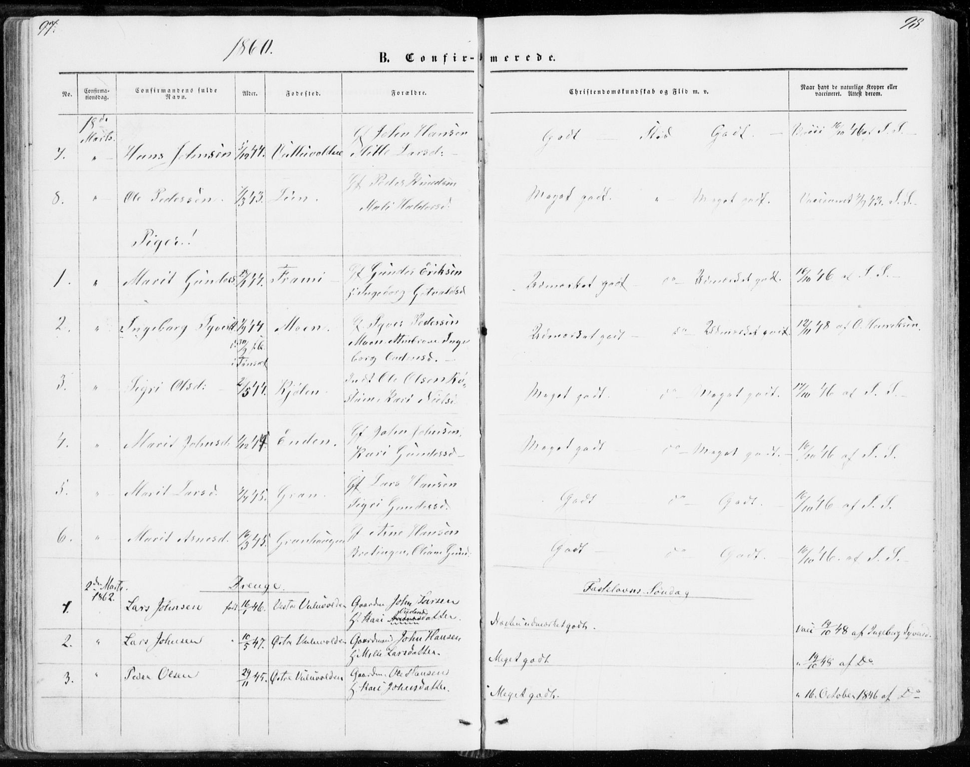 Sollia prestekontor, SAH/PREST-050/H/Ha/Haa/L0001: Parish register (official) no. 1, 1856-1885, p. 97-98