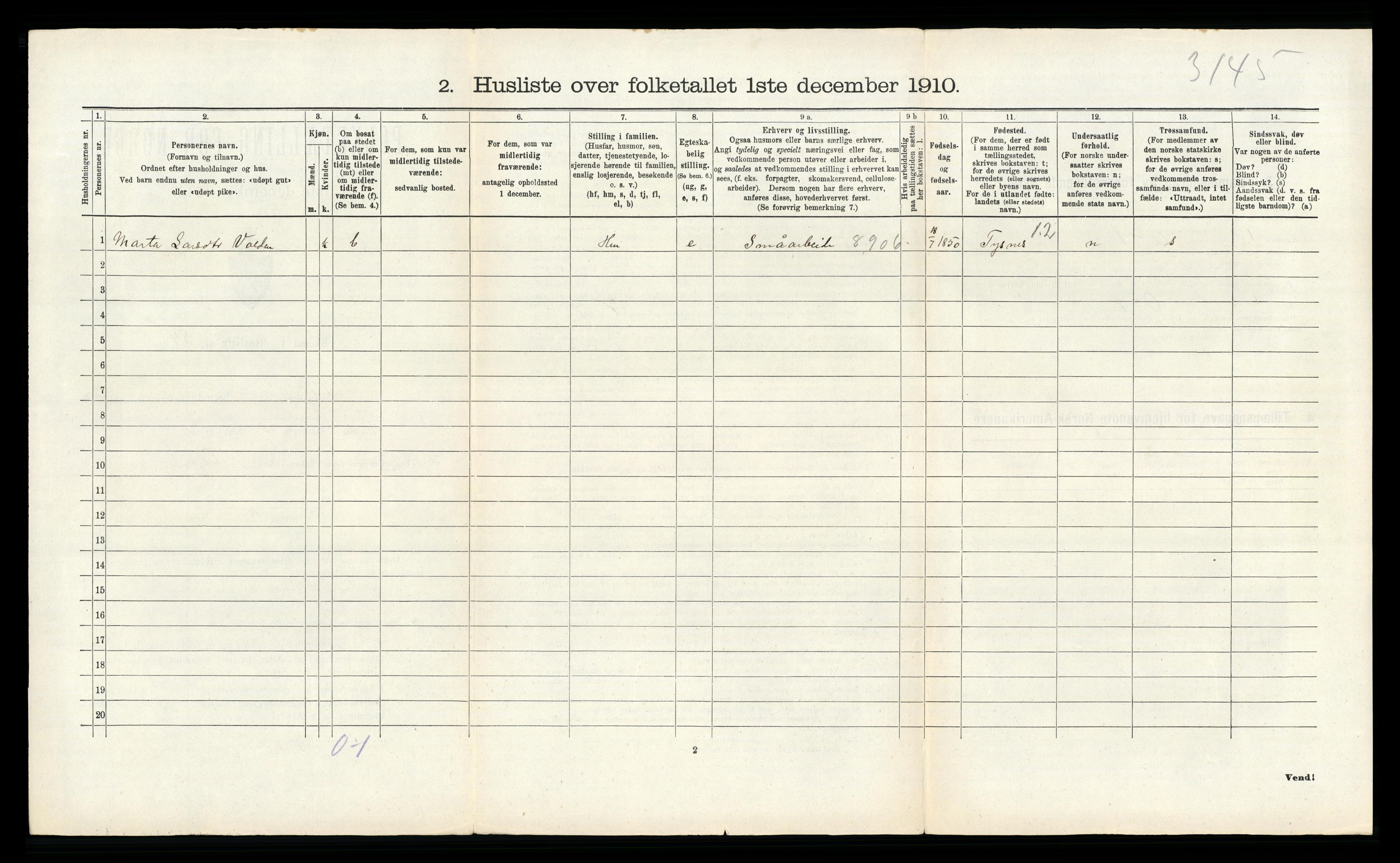 RA, 1910 census for Fitjar, 1910, p. 842