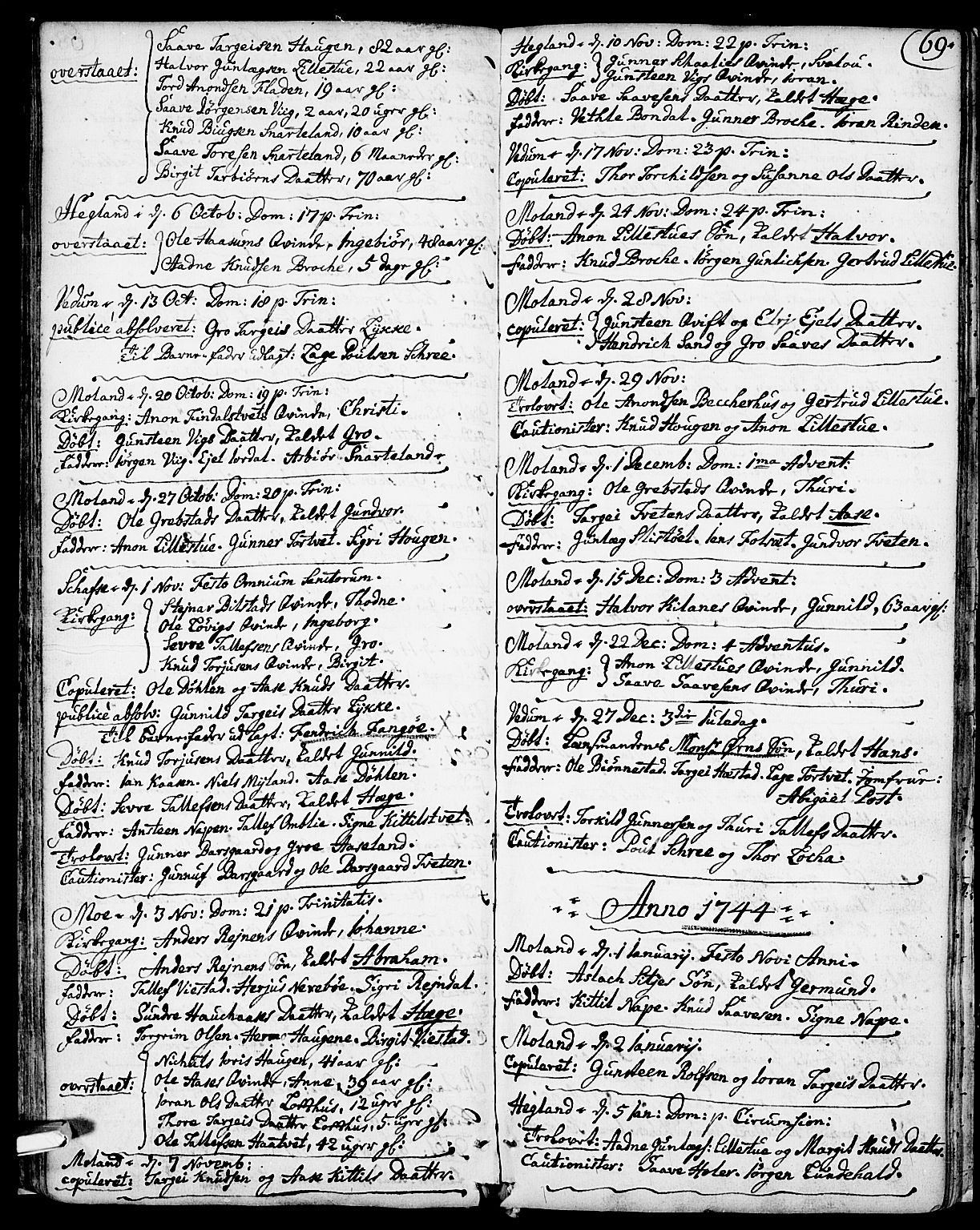 Fyresdal kirkebøker, AV/SAKO-A-263/F/Fa/L0001: Parish register (official) no. I 1, 1724-1748, p. 69