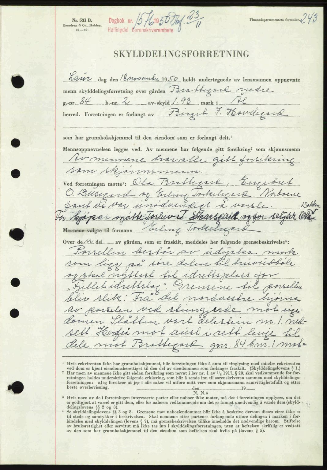 Hallingdal sorenskriveri, AV/SAKO-A-121/G/Ga/L0082: Mortgage book no. 82, 1950-1950, Diary no: : 1576/1950