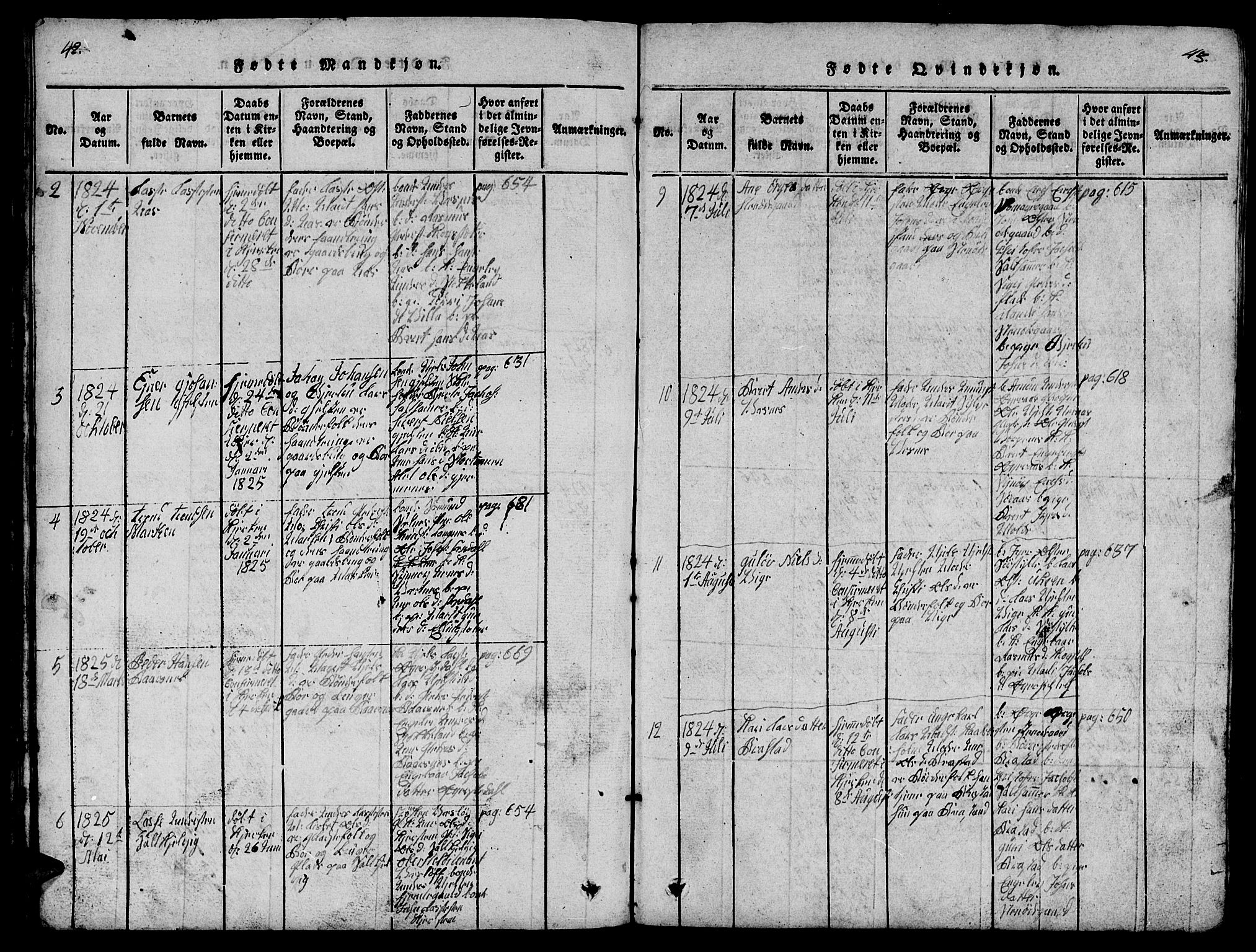 Ministerialprotokoller, klokkerbøker og fødselsregistre - Møre og Romsdal, AV/SAT-A-1454/539/L0535: Parish register (copy) no. 539C01, 1818-1842, p. 42-43