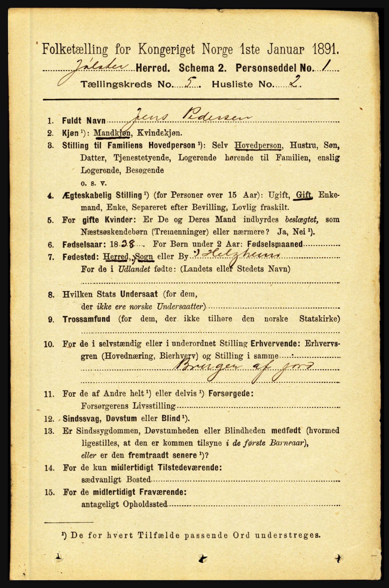 RA, 1891 census for 1431 Jølster, 1891, p. 1787