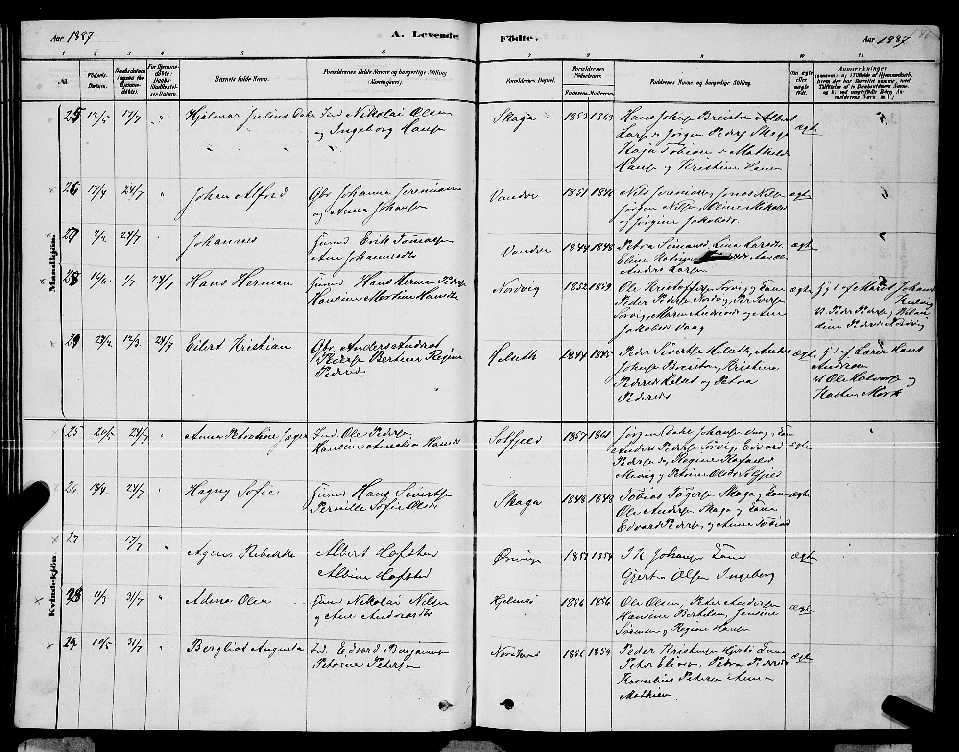 Ministerialprotokoller, klokkerbøker og fødselsregistre - Nordland, AV/SAT-A-1459/834/L0513: Parish register (copy) no. 834C04, 1877-1892, p. 146