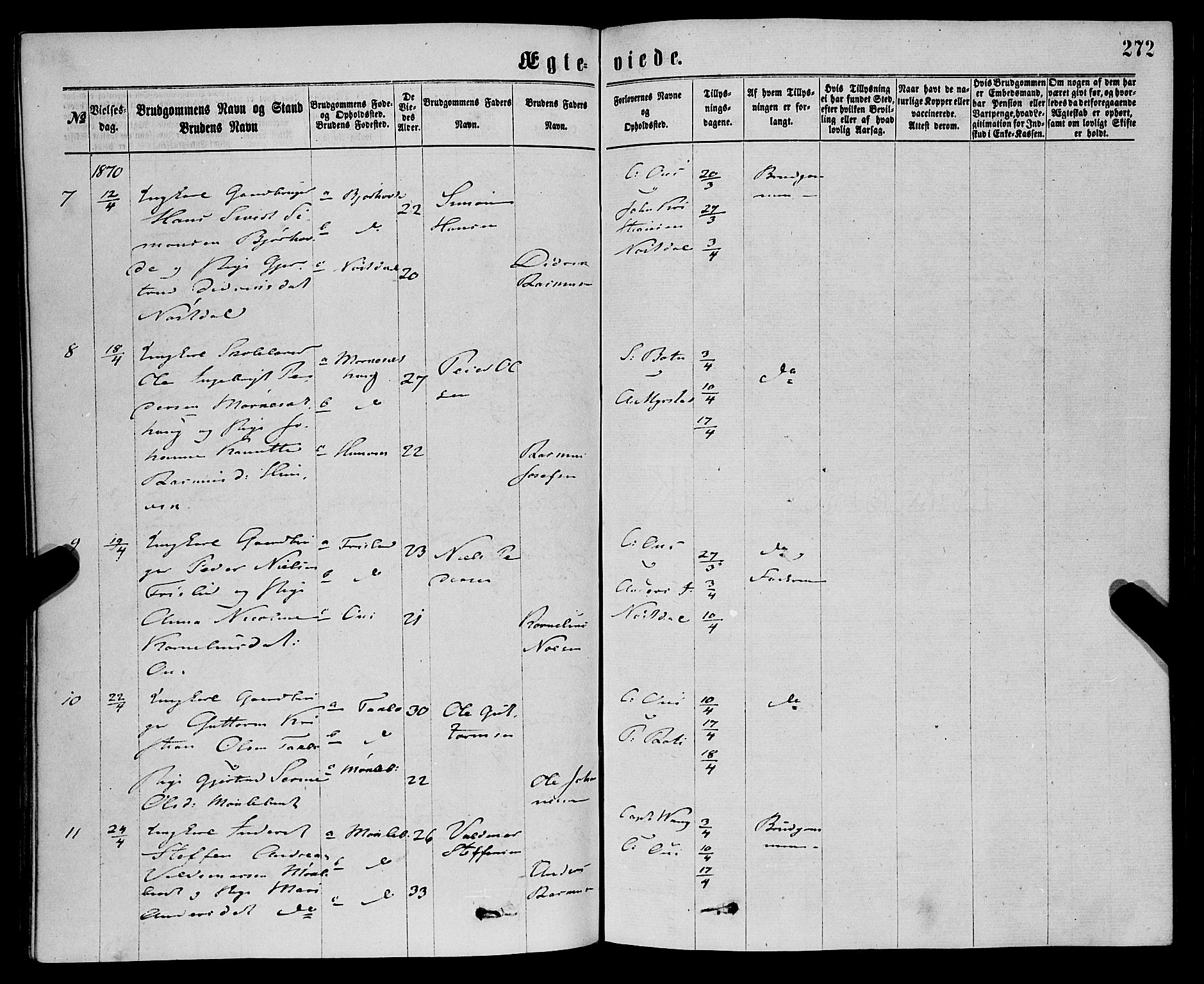 Eid sokneprestembete, AV/SAB-A-82301/H/Haa/Haaa/L0010: Parish register (official) no. A 10, 1867-1878, p. 272