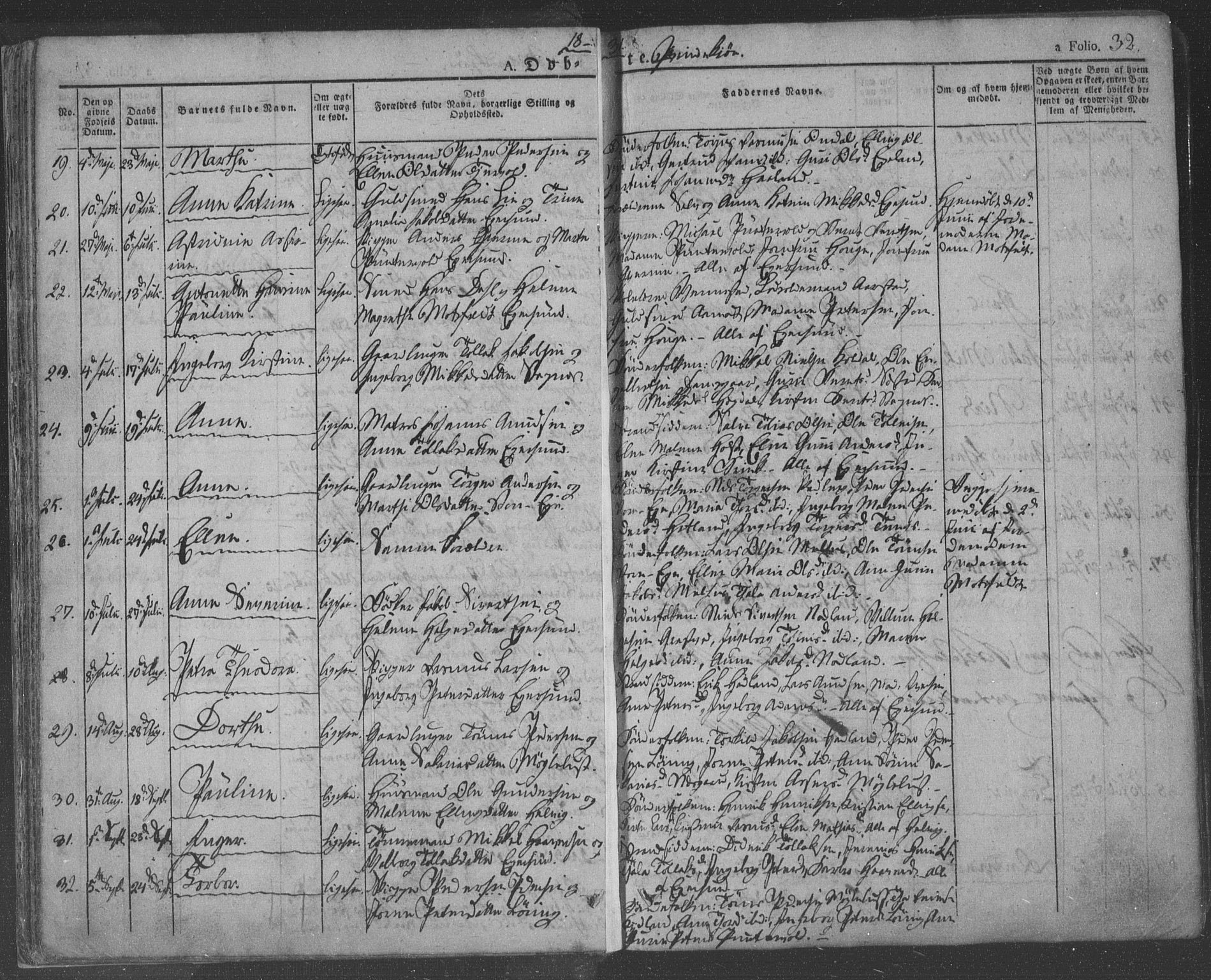 Eigersund sokneprestkontor, AV/SAST-A-101807/S08/L0009: Parish register (official) no. A 9, 1827-1850, p. 32