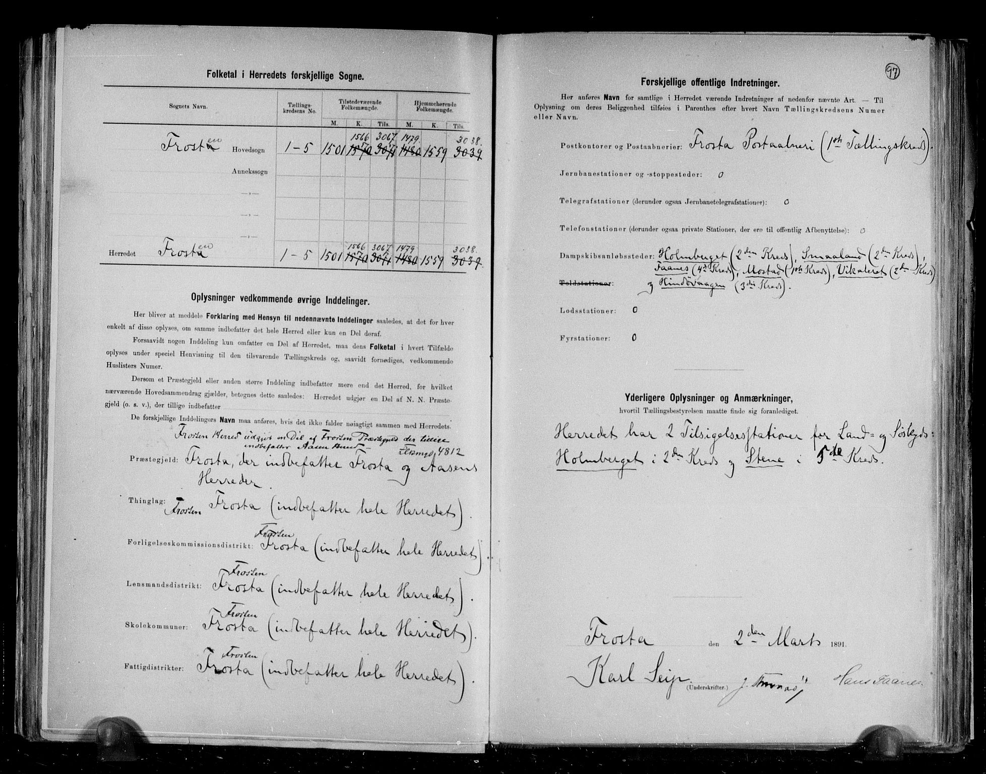 RA, 1891 census for 1717 Frosta, 1891, p. 3