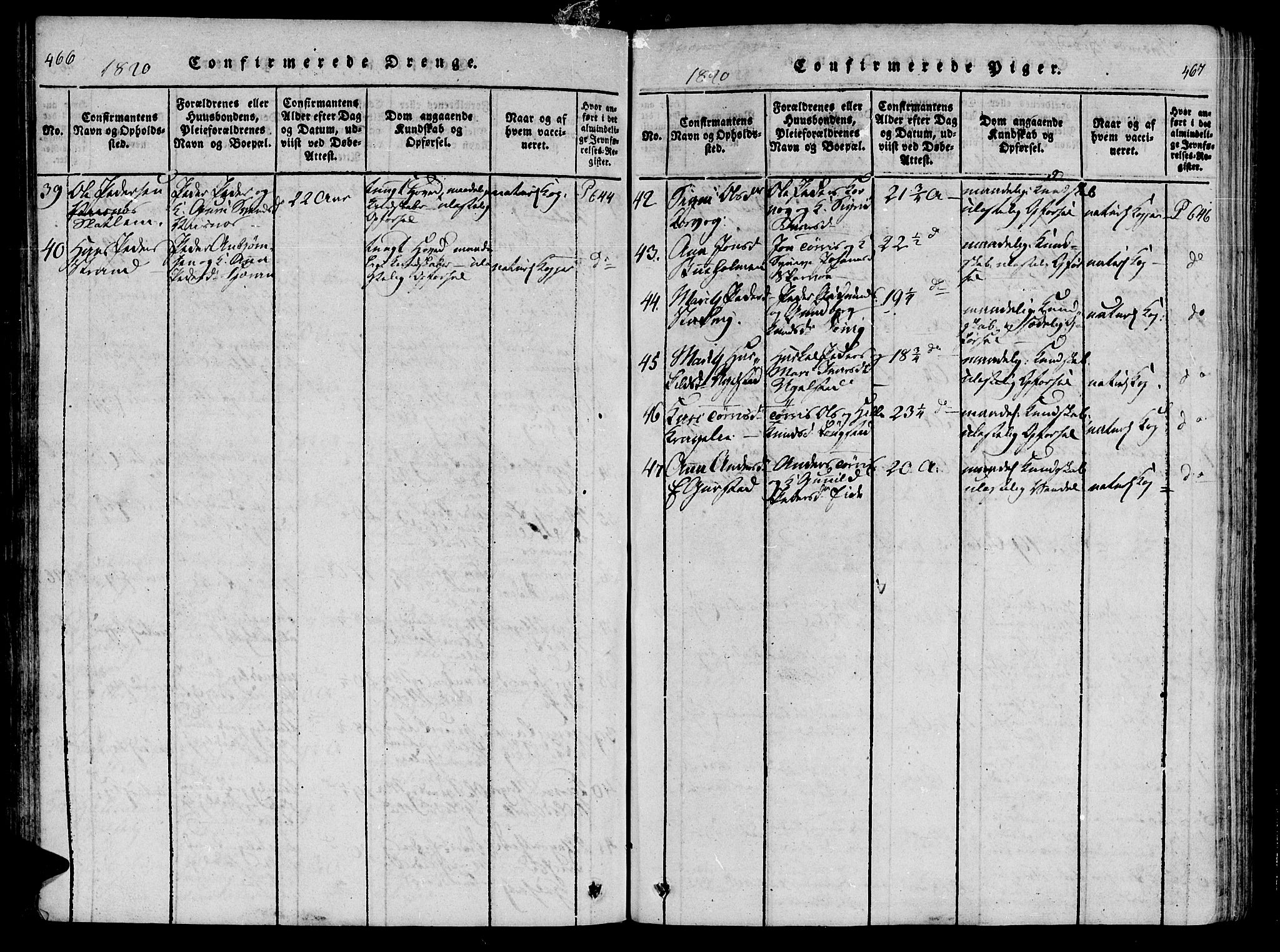 Ministerialprotokoller, klokkerbøker og fødselsregistre - Møre og Romsdal, AV/SAT-A-1454/568/L0800: Parish register (official) no. 568A09 /1, 1819-1830, p. 466-467