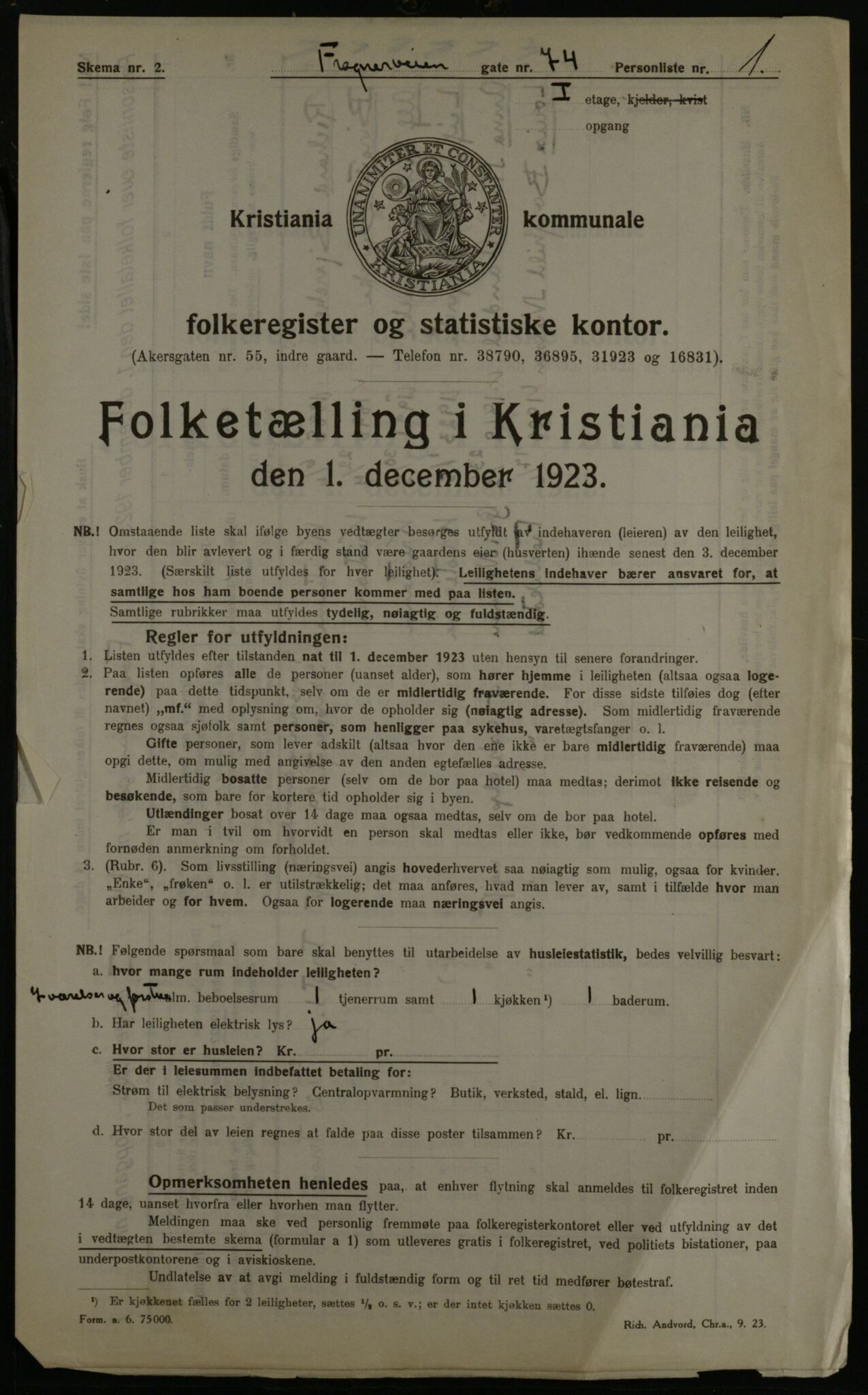 OBA, Municipal Census 1923 for Kristiania, 1923, p. 31450