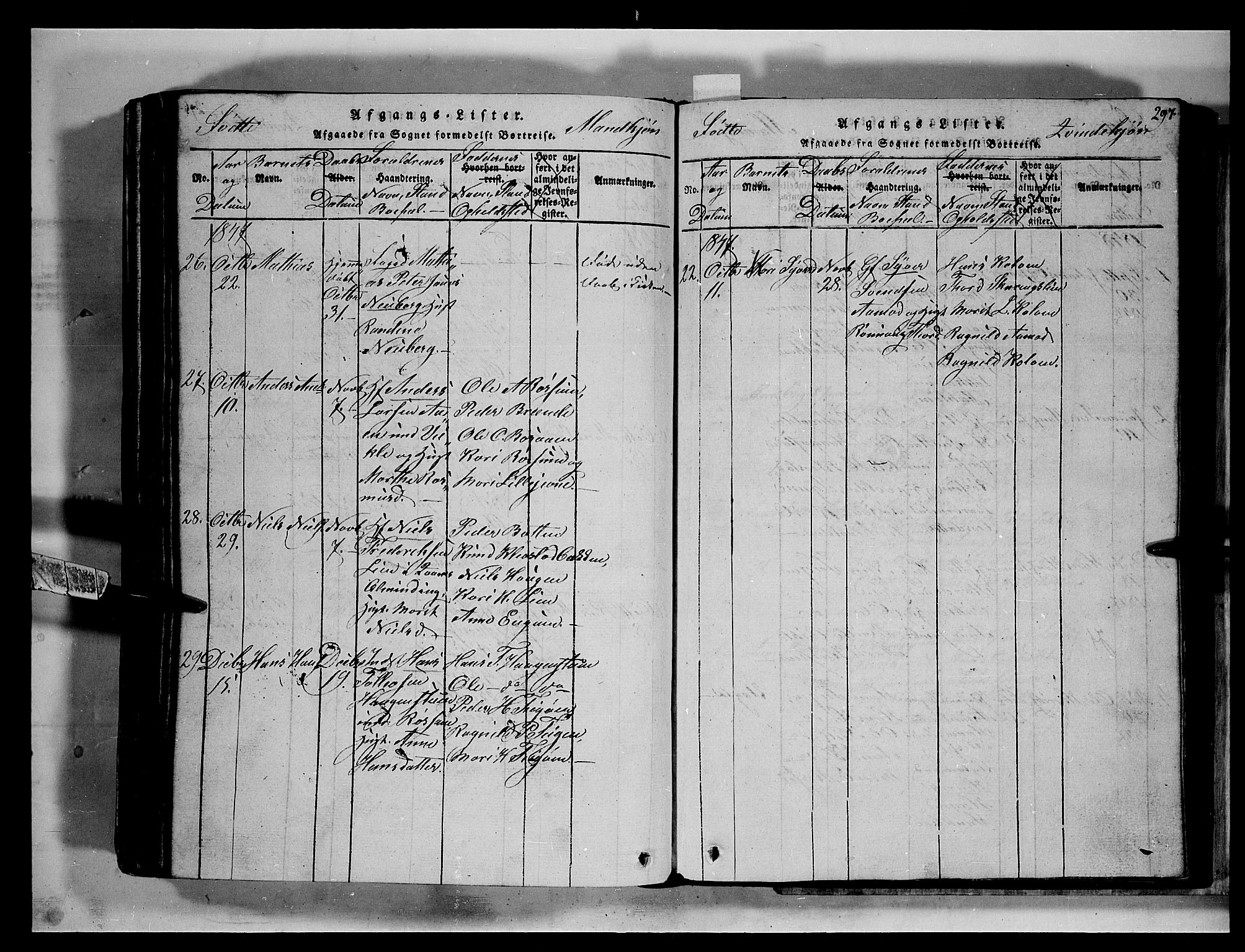 Fron prestekontor, SAH/PREST-078/H/Ha/Hab/L0002: Parish register (copy) no. 2, 1816-1850, p. 297