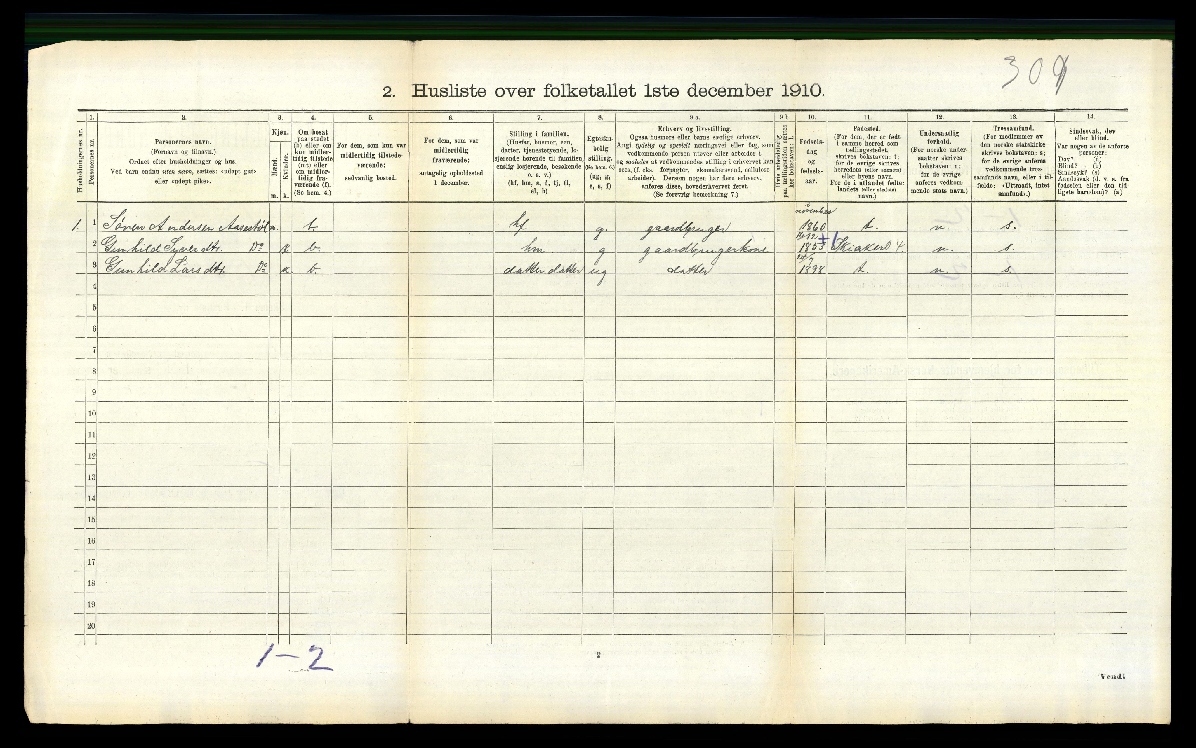 RA, 1910 census for Jostedal, 1910, p. 120