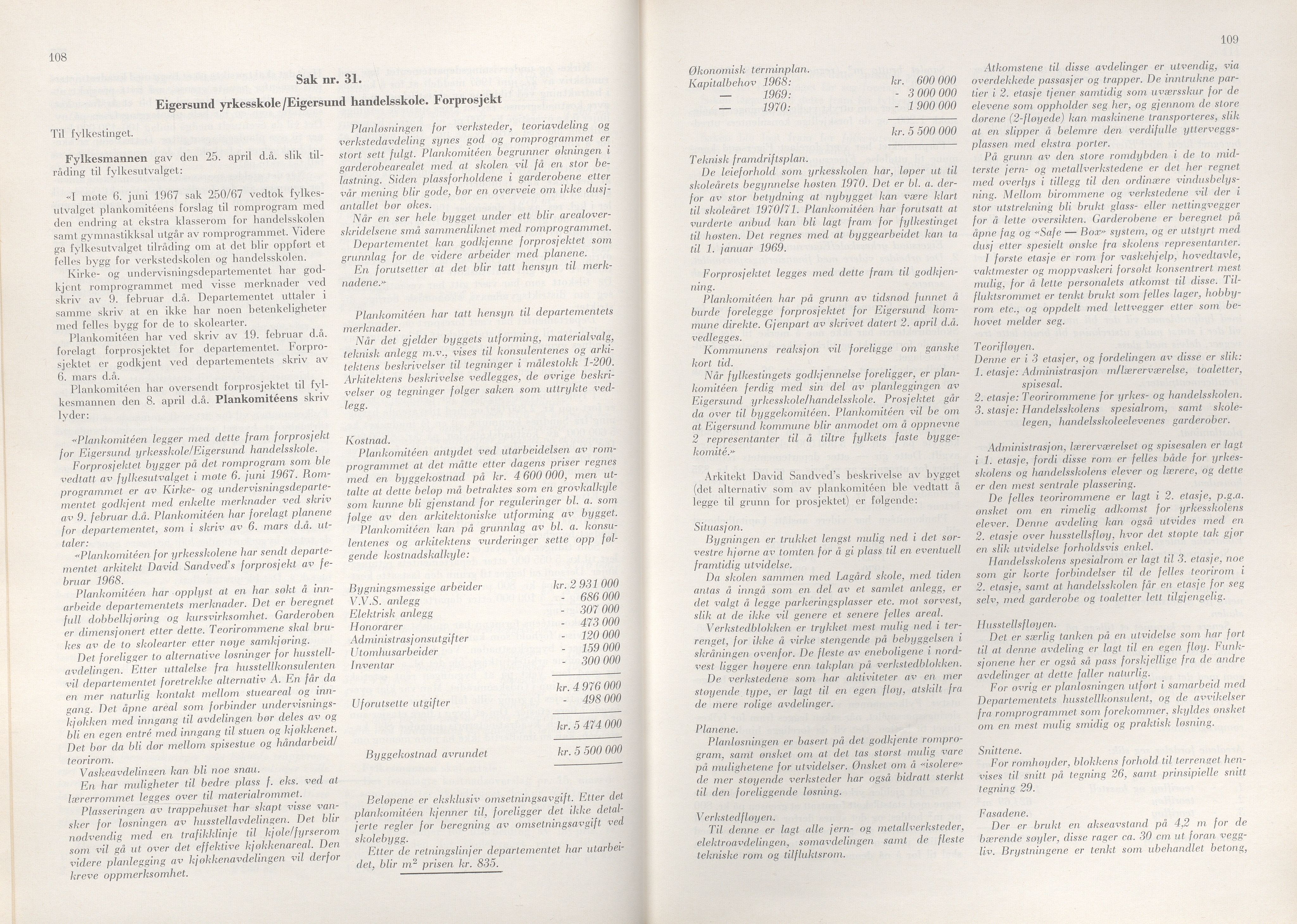 Rogaland fylkeskommune - Fylkesrådmannen , IKAR/A-900/A/Aa/Aaa/L0088: Møtebok , 1968, p. 108-109