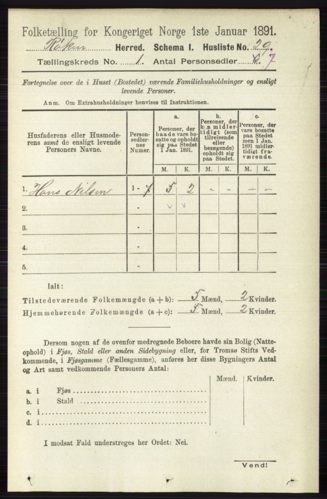 RA, 1891 census for 0627 Røyken, 1891, p. 51