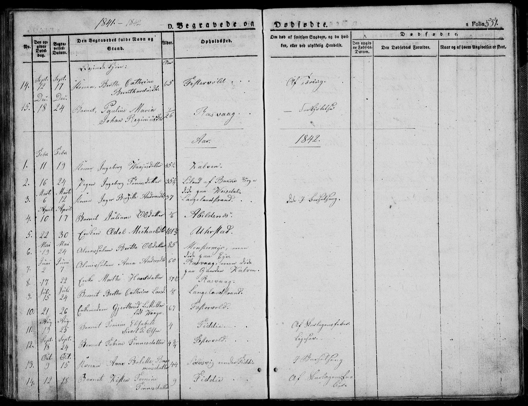 Flekkefjord sokneprestkontor, SAK/1111-0012/F/Fb/Fbb/L0002: Parish register (copy) no. B 2b, 1831-1866, p. 551