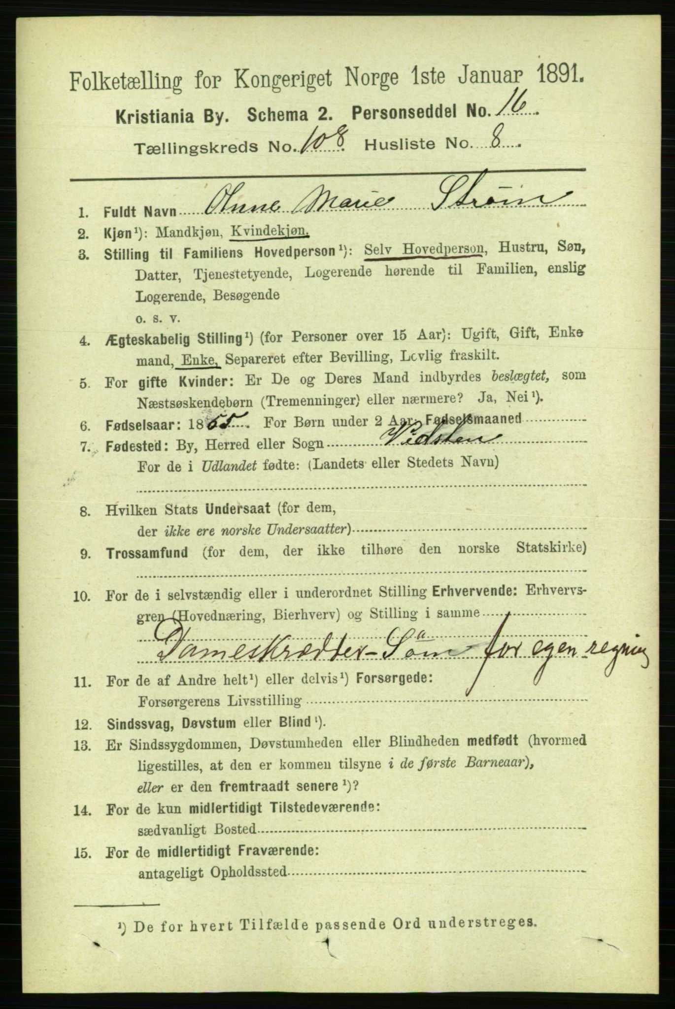 RA, 1891 census for 0301 Kristiania, 1891, p. 55716