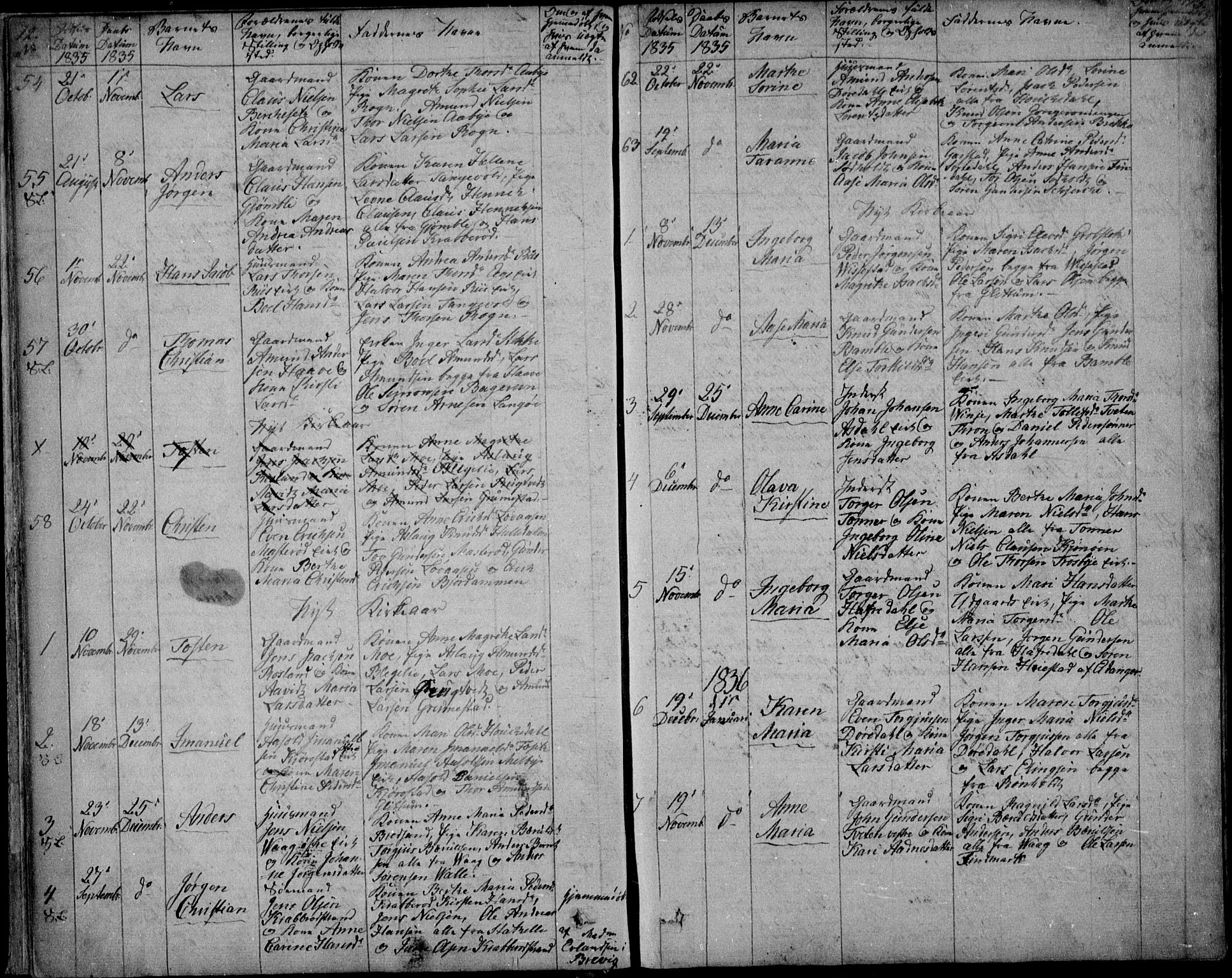 Bamble kirkebøker, AV/SAKO-A-253/F/Fa/L0004: Parish register (official) no. I 4, 1834-1853, p. 12-13