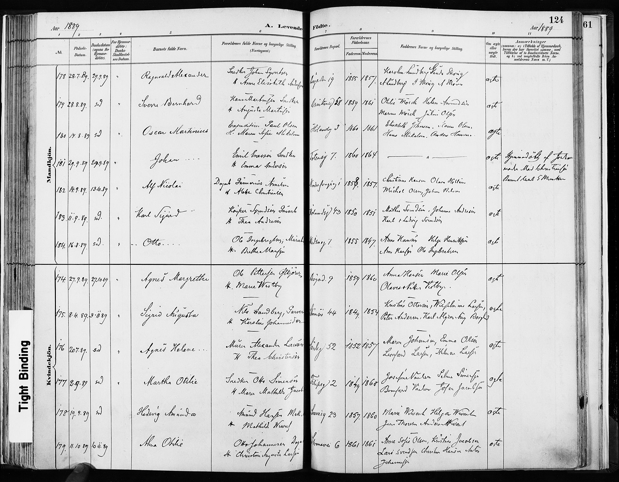 Kampen prestekontor Kirkebøker, AV/SAO-A-10853/F/Fa/L0003: Parish register (official) no. I 3, 1886-1892, p. 124