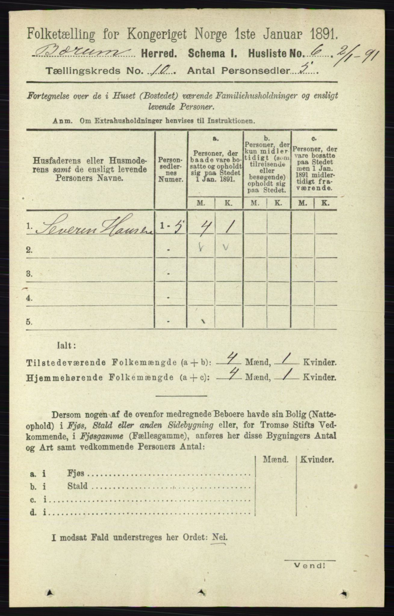 RA, 1891 census for 0219 Bærum, 1891, p. 6294