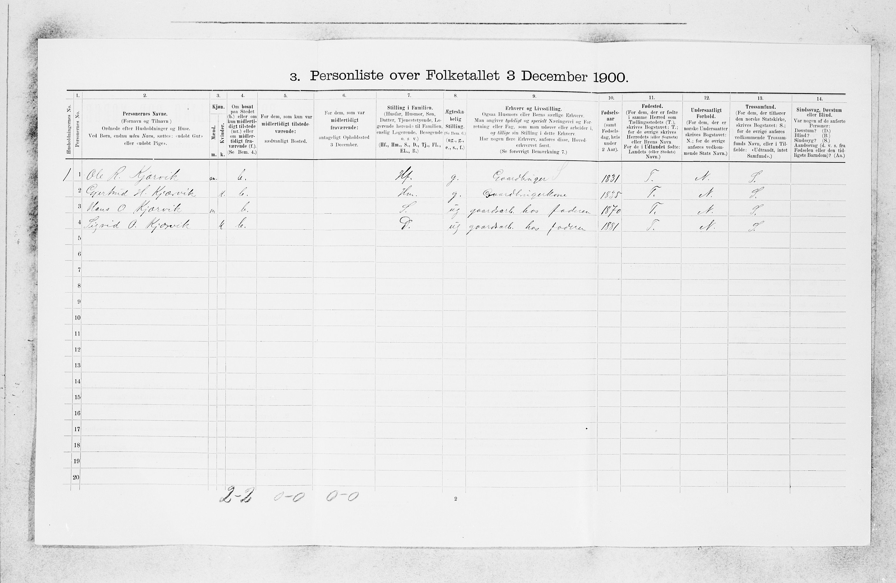 SAB, 1900 census for Jostedal, 1900, p. 141