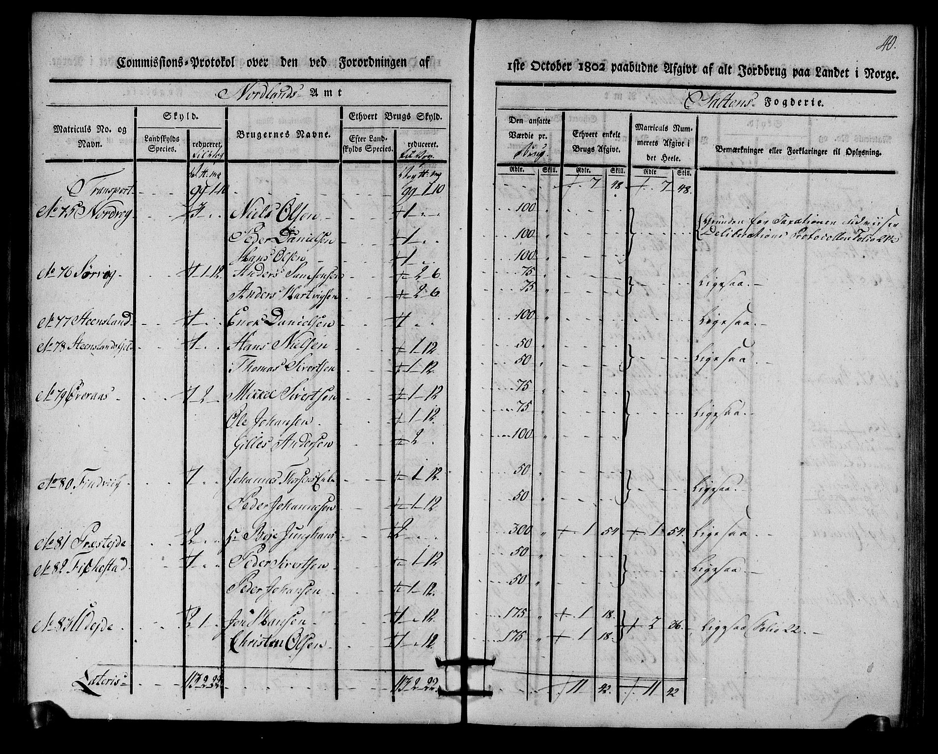 Rentekammeret inntil 1814, Realistisk ordnet avdeling, AV/RA-EA-4070/N/Ne/Nea/L0160: Salten fogderi. Kommisjonsprotokoll, 1803, p. 39