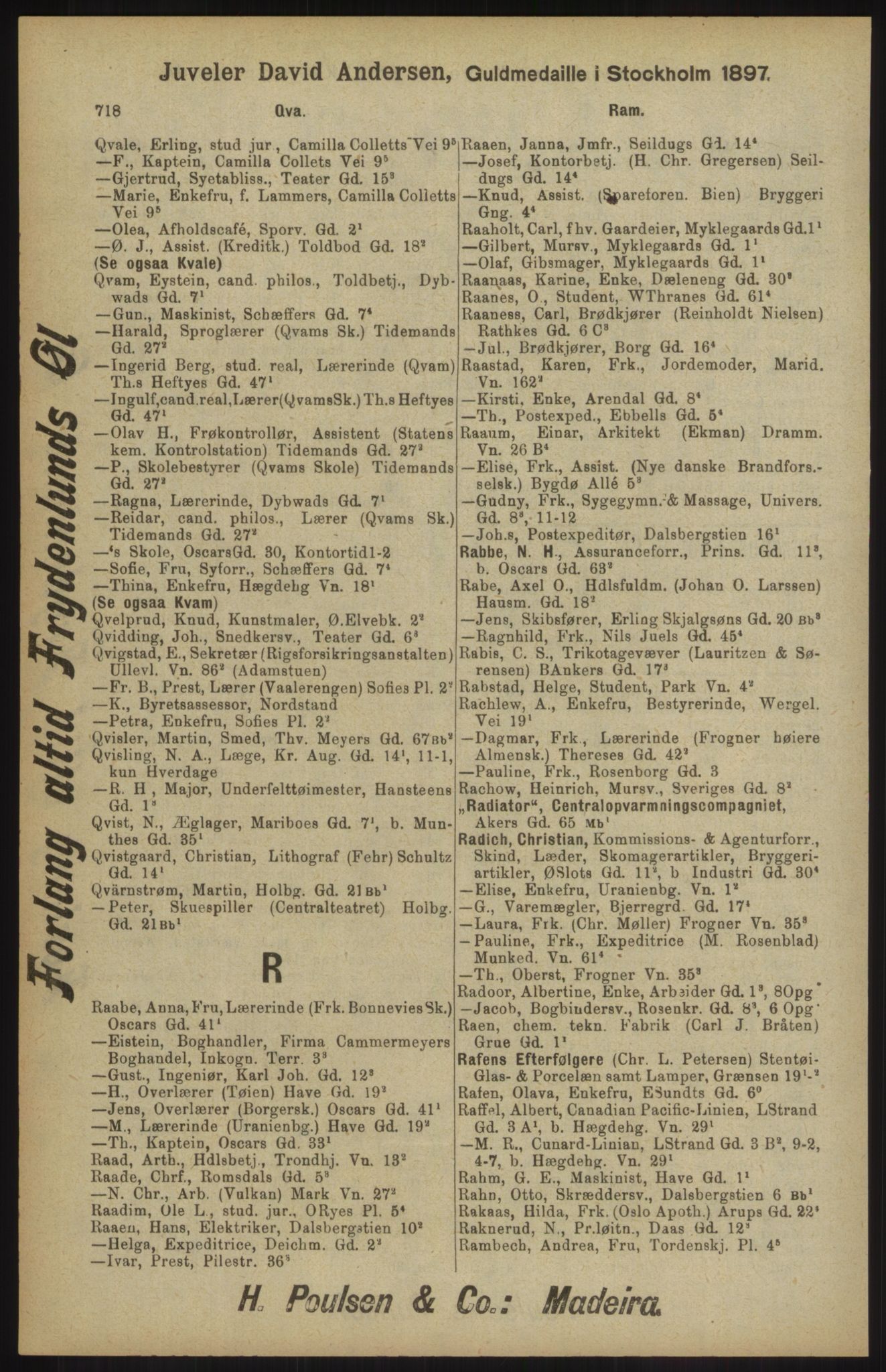 Kristiania/Oslo adressebok, PUBL/-, 1904, p. 718