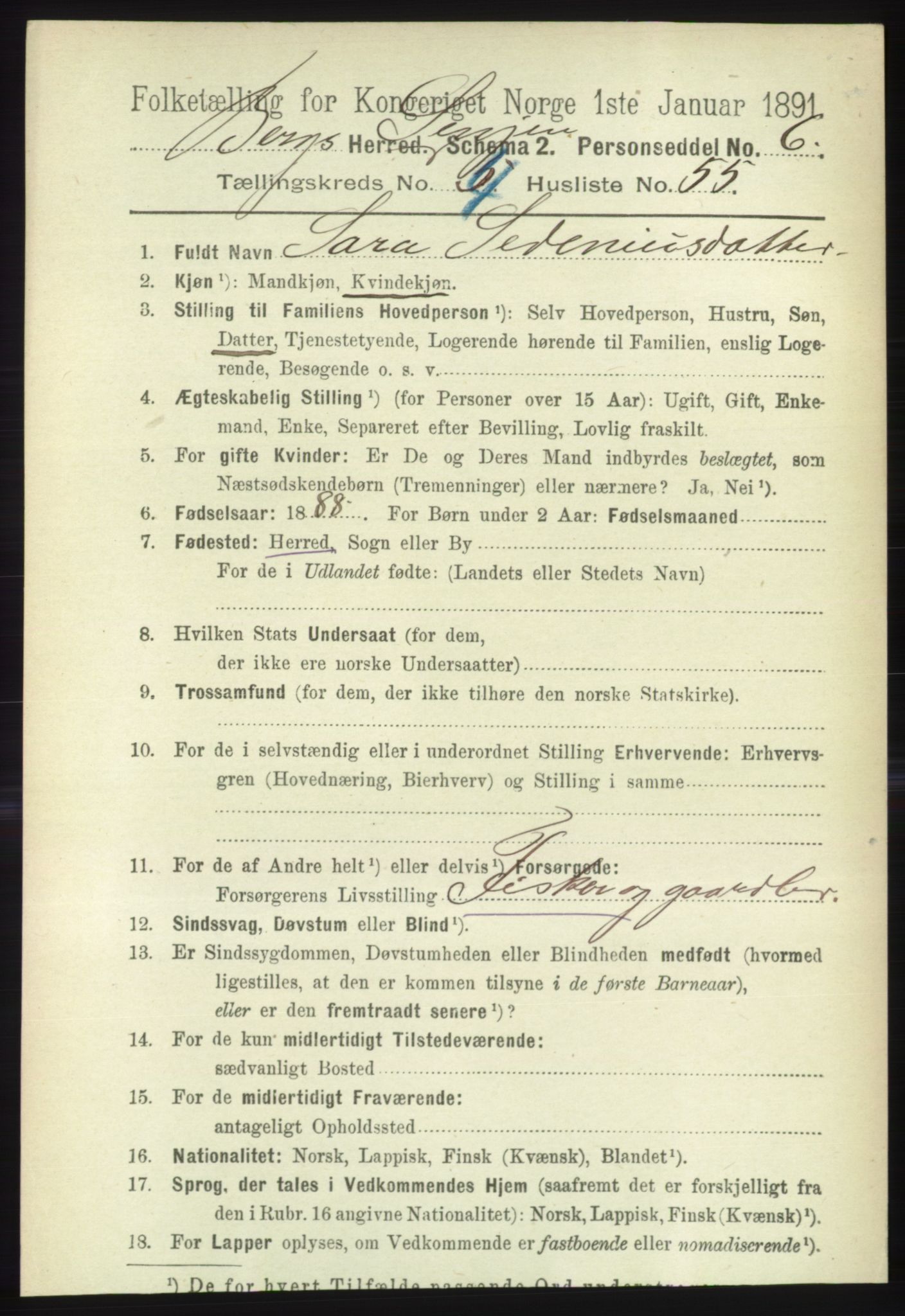 RA, 1891 census for 1929 Berg, 1891, p. 2037