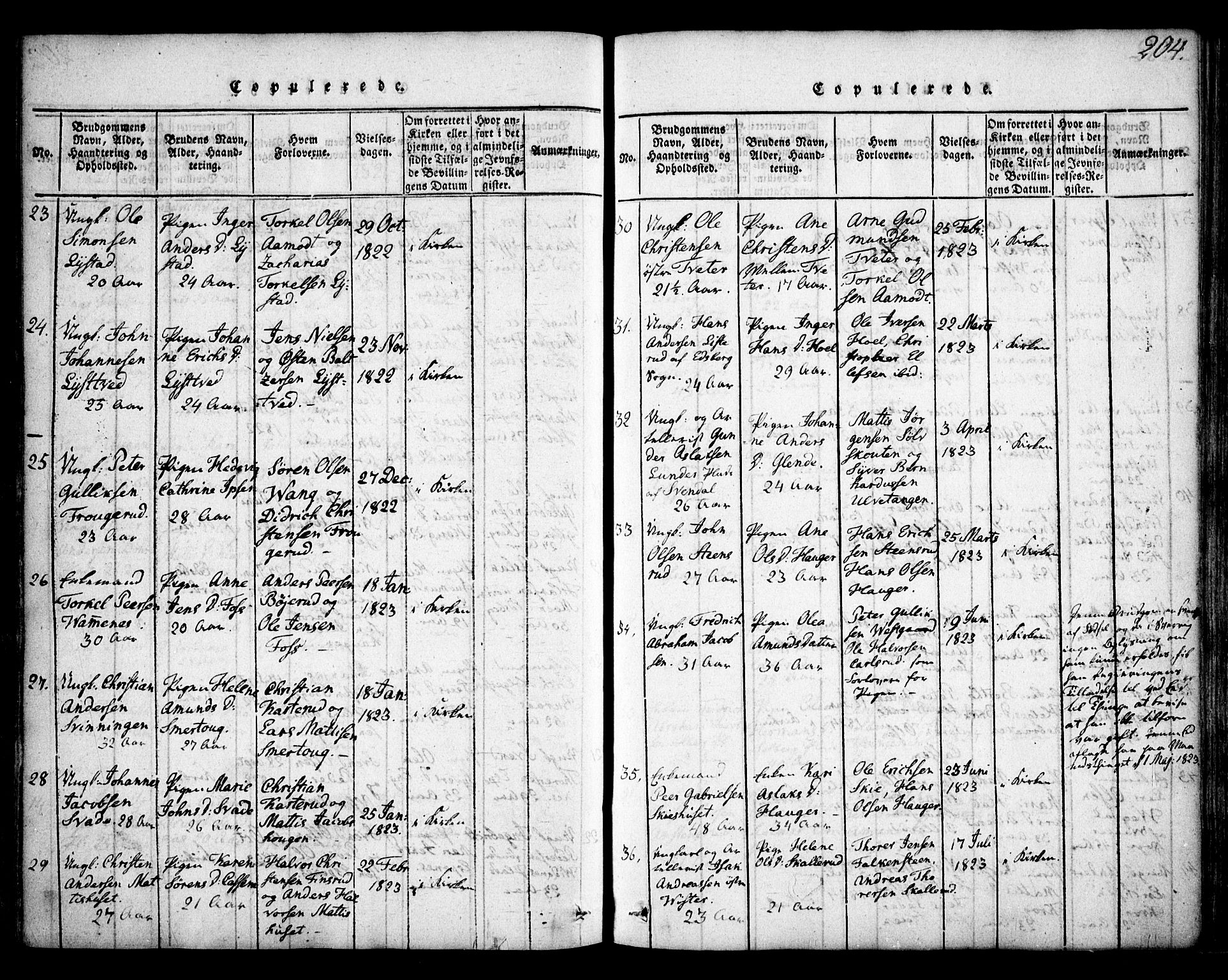 Skiptvet prestekontor Kirkebøker, SAO/A-20009/F/Fa/L0005: Parish register (official) no. 5, 1814-1838, p. 204
