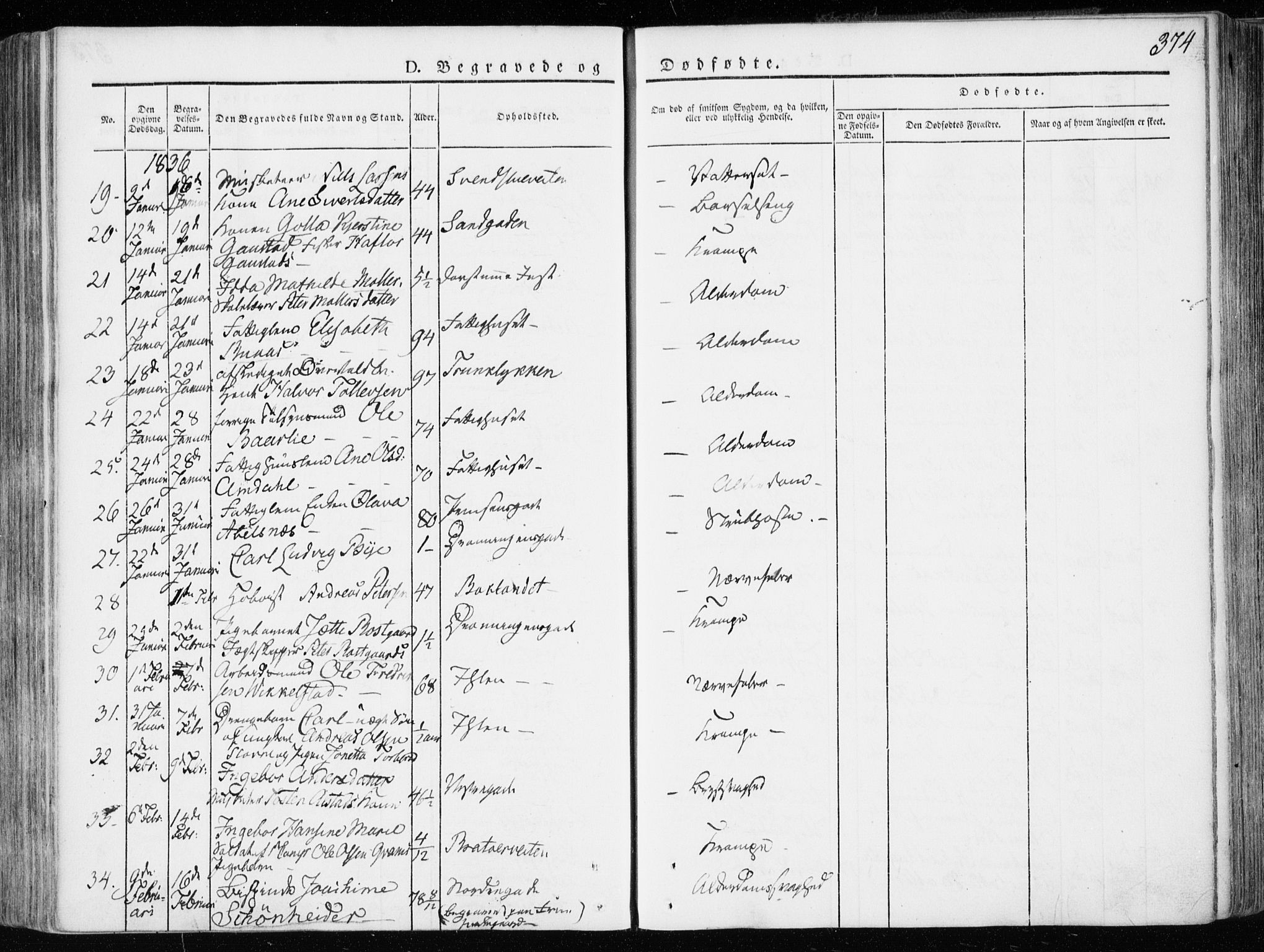 Ministerialprotokoller, klokkerbøker og fødselsregistre - Sør-Trøndelag, SAT/A-1456/601/L0047: Parish register (official) no. 601A15, 1831-1839, p. 374