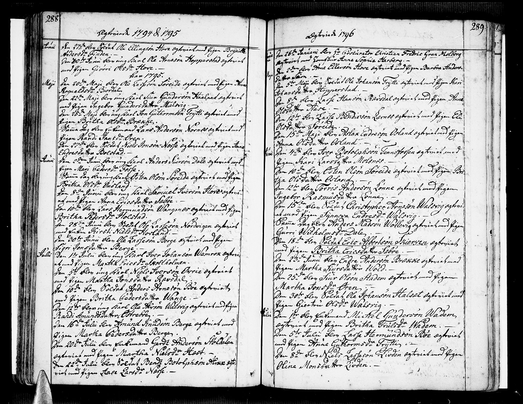 Vik sokneprestembete, AV/SAB-A-81501/H/Haa/Haaa/L0005: Parish register (official) no. A 5, 1787-1820, p. 288-289