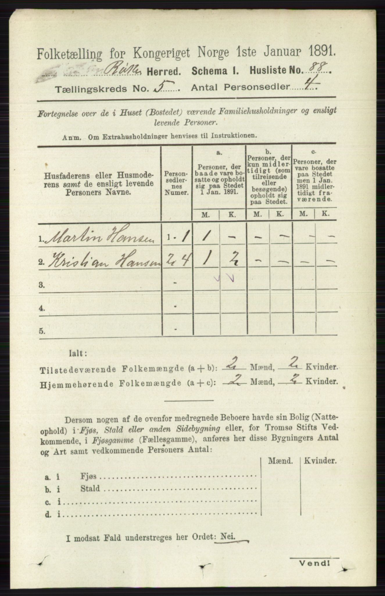 RA, 1891 census for 0627 Røyken, 1891, p. 2852