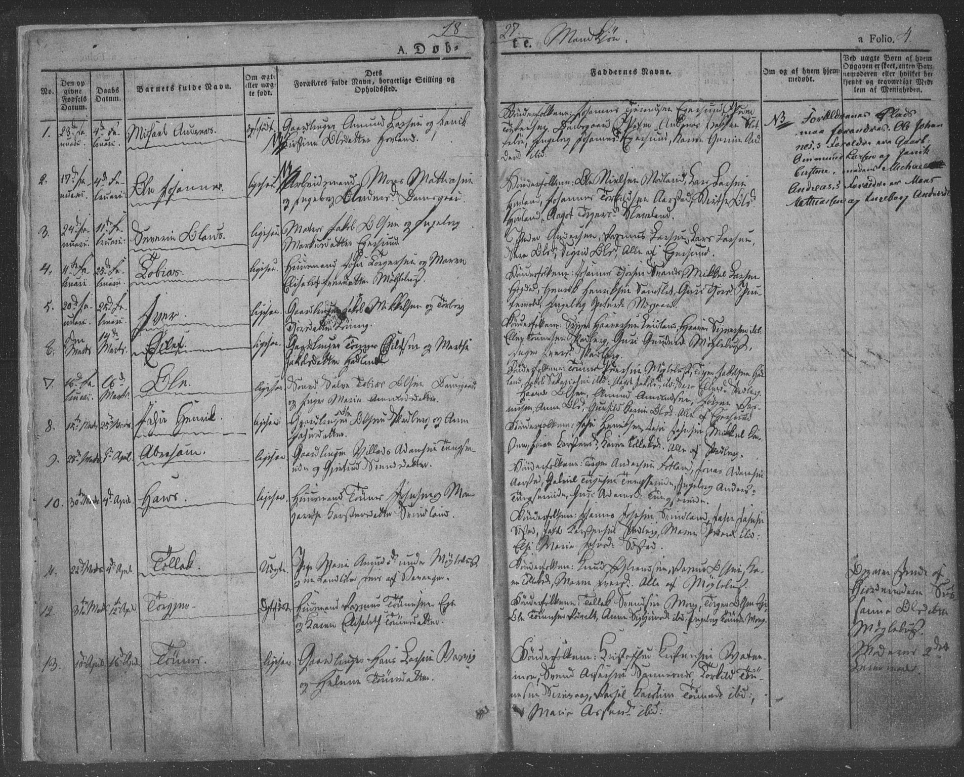 Eigersund sokneprestkontor, SAST/A-101807/S08/L0009: Parish register (official) no. A 9, 1827-1850, p. 4