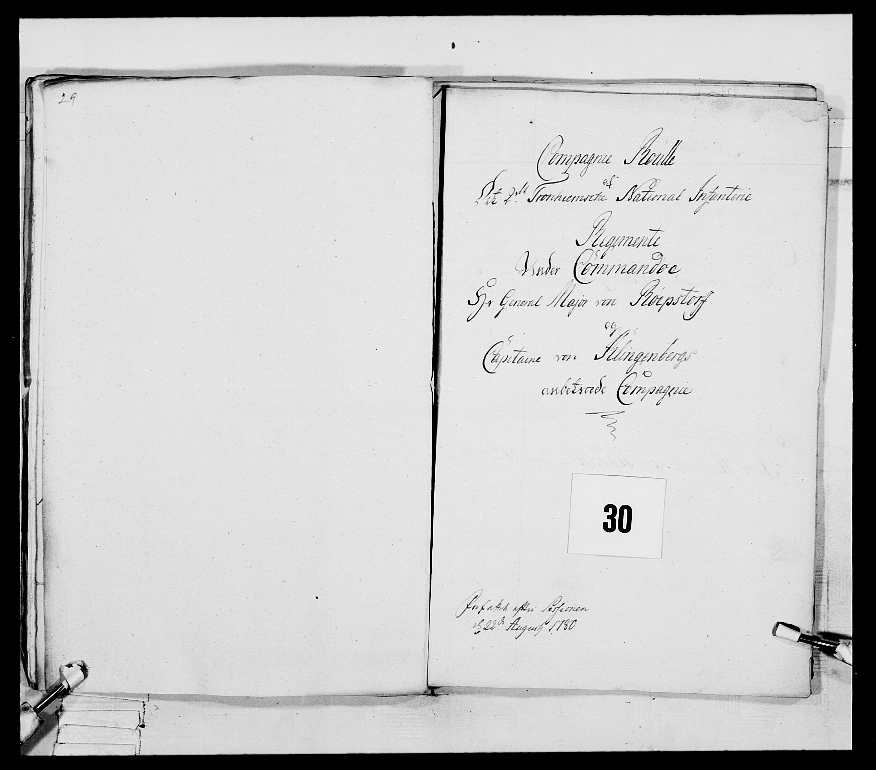 Generalitets- og kommissariatskollegiet, Det kongelige norske kommissariatskollegium, RA/EA-5420/E/Eh/L0078: 2. Trondheimske nasjonale infanteriregiment, 1779-1780, p. 107