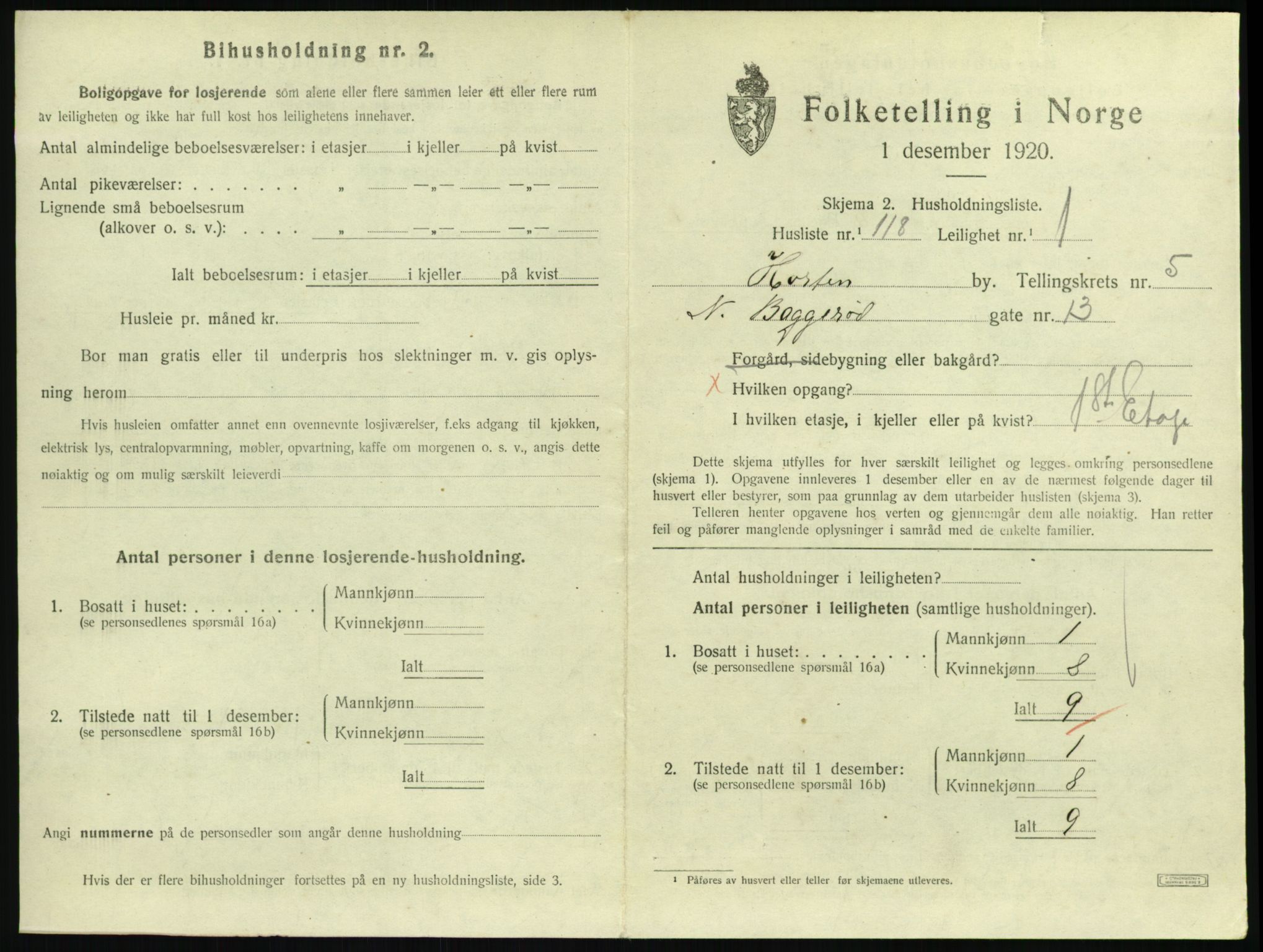 SAKO, 1920 census for Horten, 1920, p. 6081