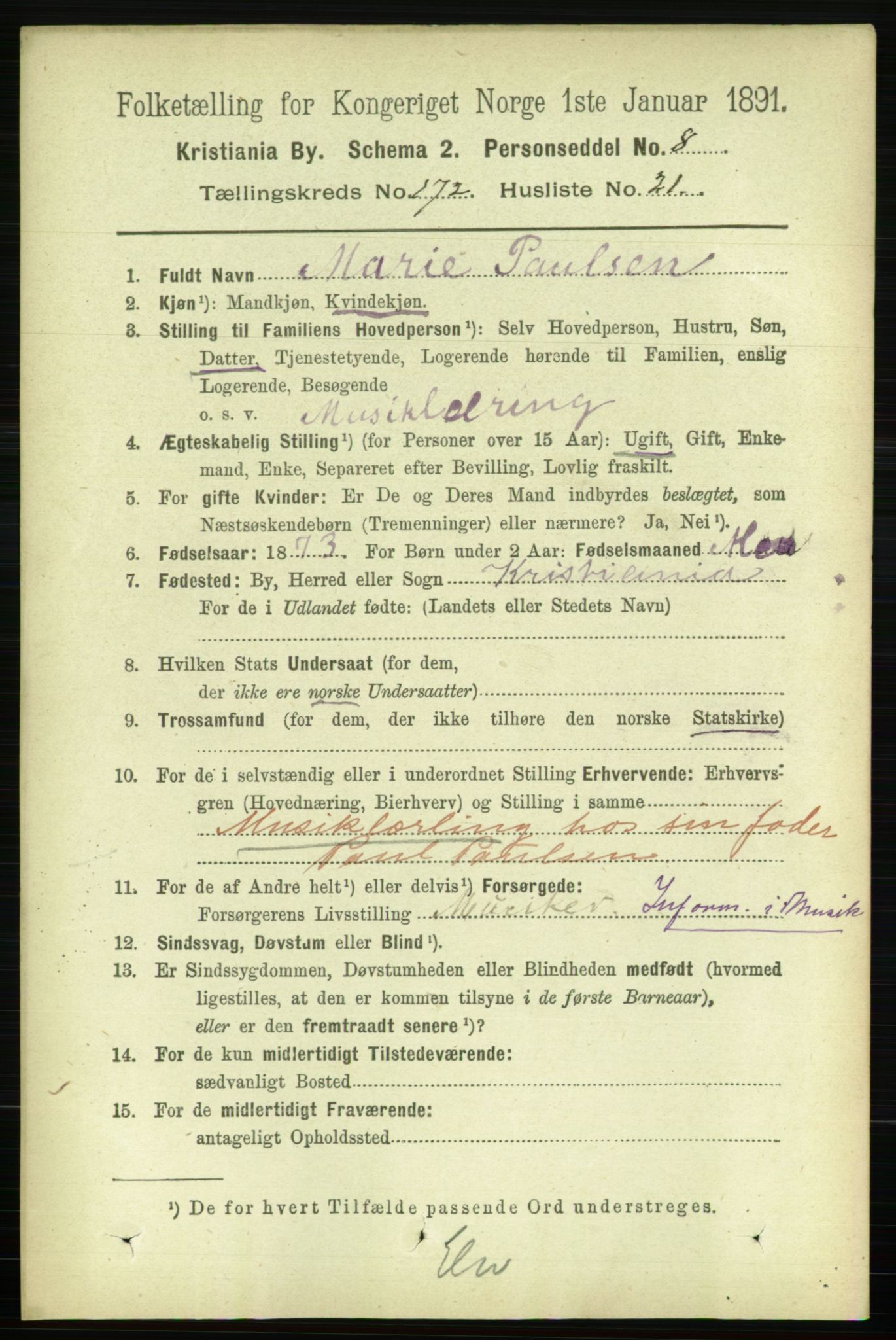 RA, 1891 census for 0301 Kristiania, 1891, p. 102511