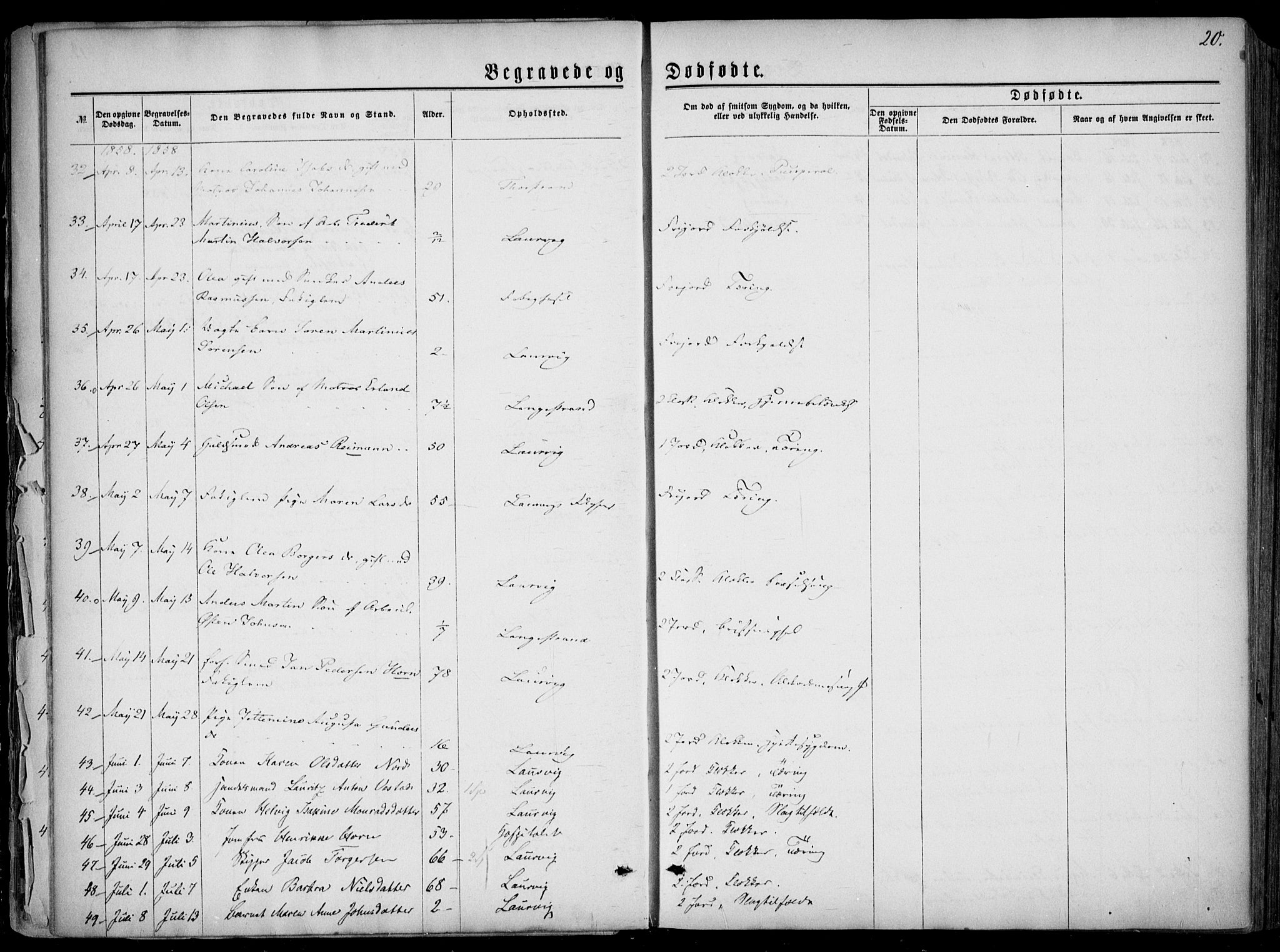 Larvik kirkebøker, SAKO/A-352/F/Fa/L0005: Parish register (official) no. I 5, 1856-1870, p. 20