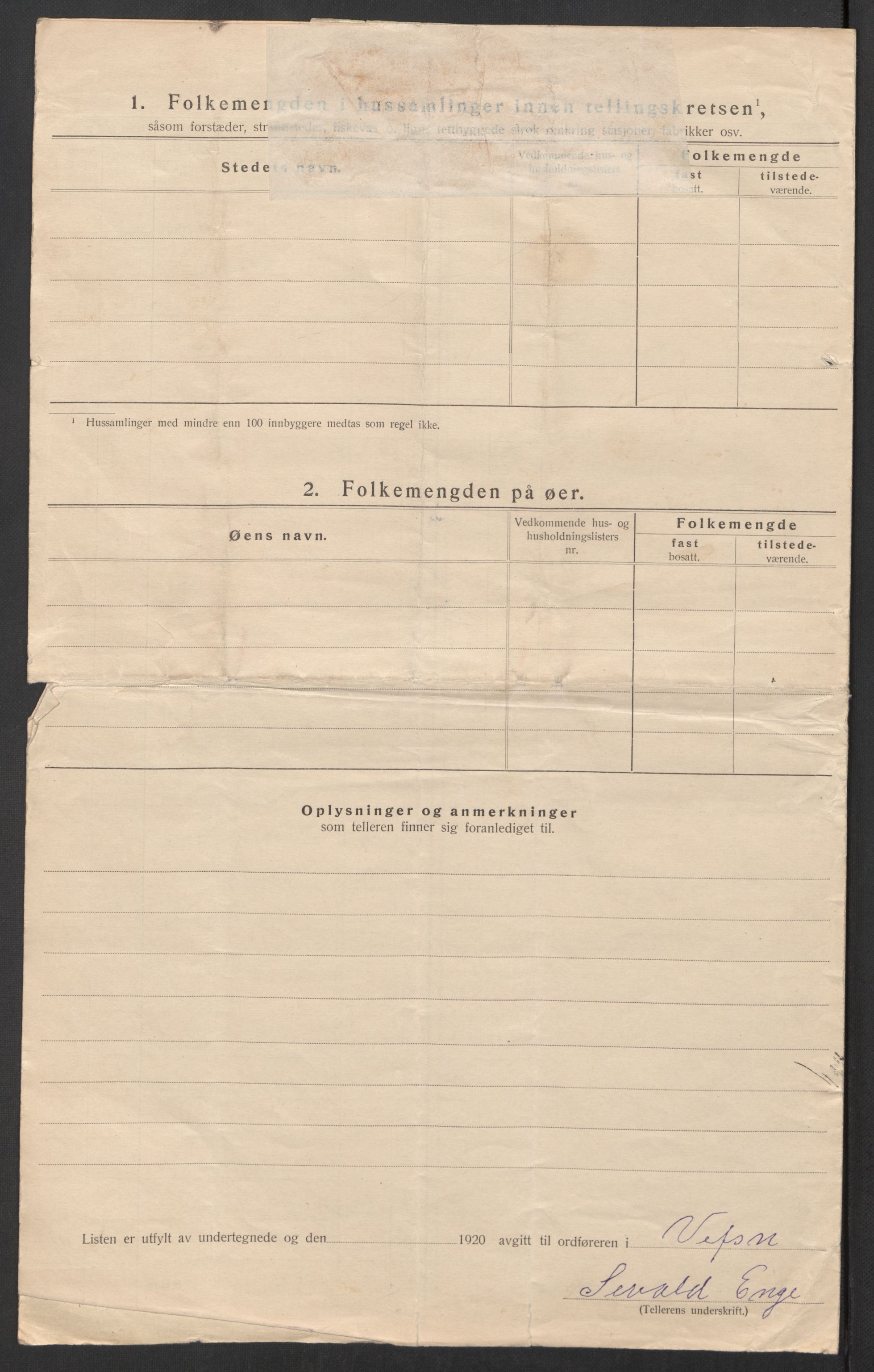 SAT, 1920 census for Vefsn, 1920, p. 50