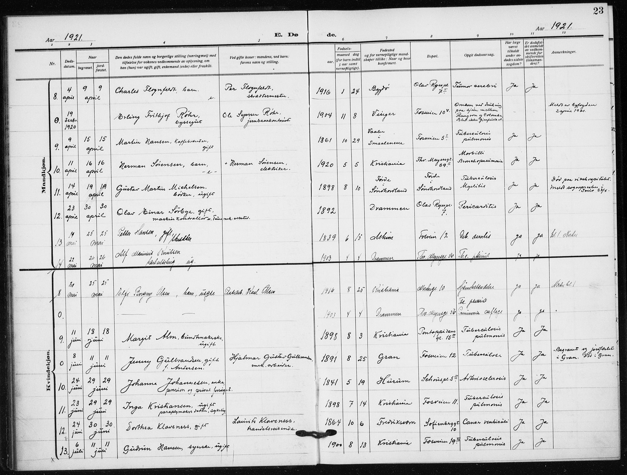 Hauge prestekontor Kirkebøker, AV/SAO-A-10849/F/Fa/L0005: Parish register (official) no. 5, 1917-1938, p. 23