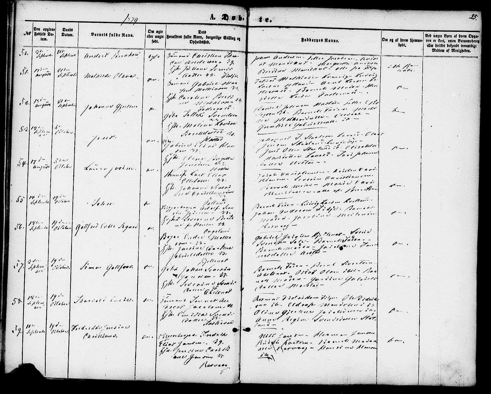 Flekkefjord sokneprestkontor, AV/SAK-1111-0012/F/Fa/Fab/L0005: Parish register (official) no. A 5, 1870-1886, p. 25