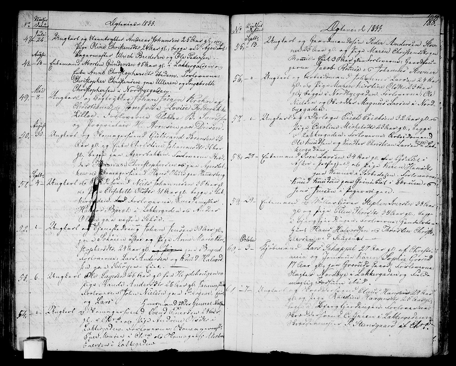 Aker prestekontor kirkebøker, AV/SAO-A-10861/G/L0006: Parish register (copy) no. 6, 1830-1838, p. 188