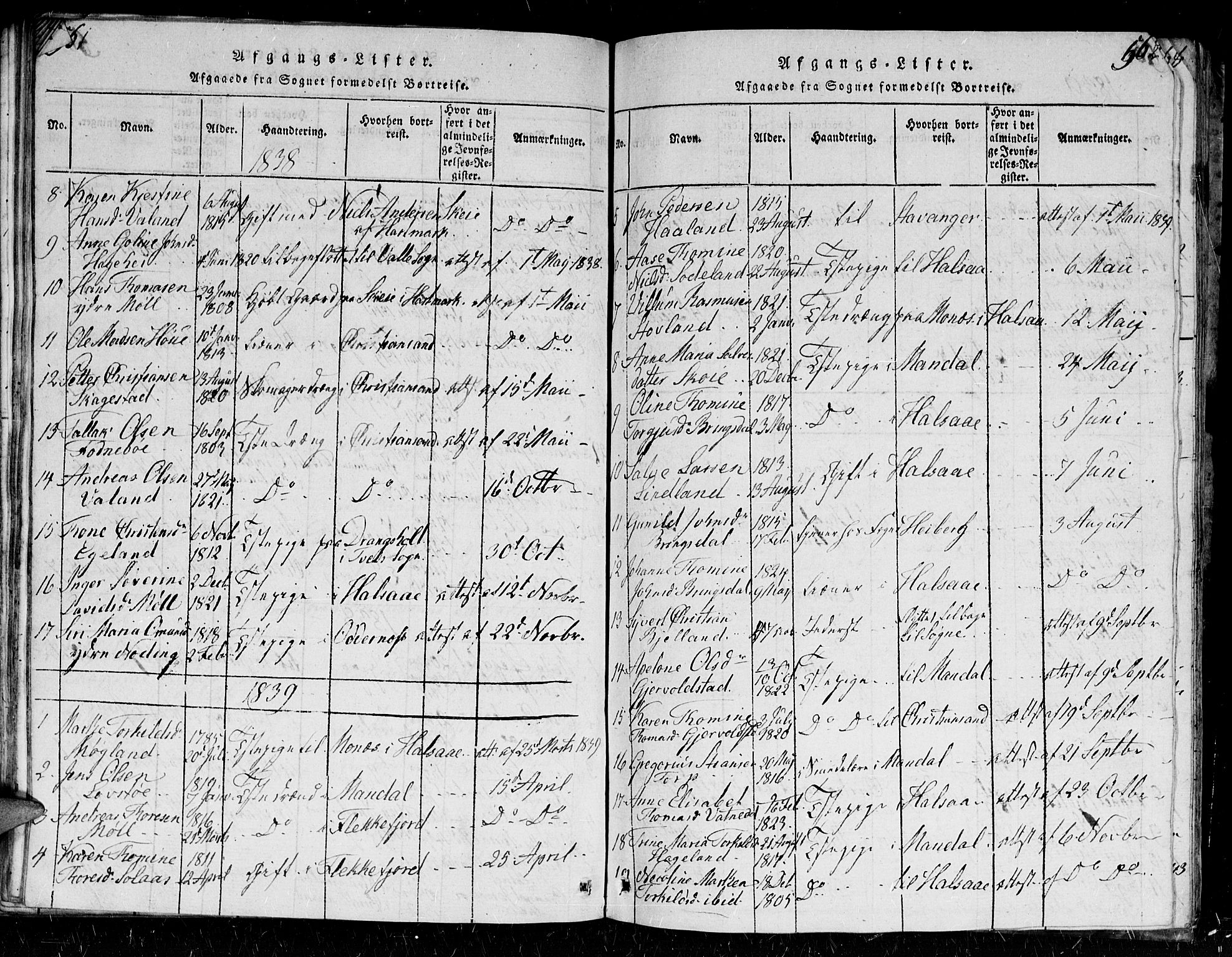 Holum sokneprestkontor, SAK/1111-0022/F/Fb/Fba/L0002: Parish register (copy) no. B 2, 1820-1849, p. 561-562