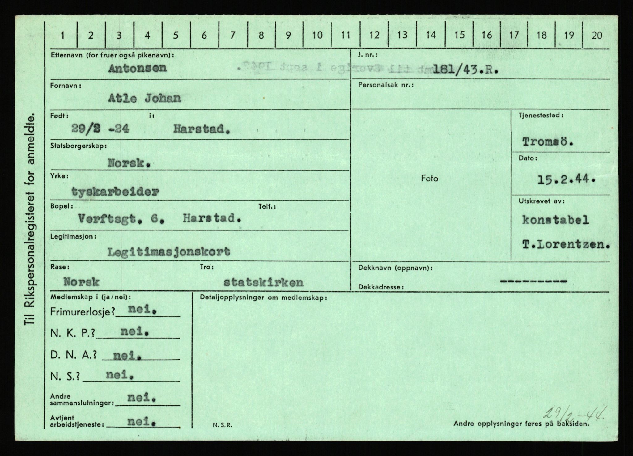 Statspolitiet - Hovedkontoret / Osloavdelingen, AV/RA-S-1329/C/Ca/L0001: Aabakken - Armann, 1943-1945, p. 4654