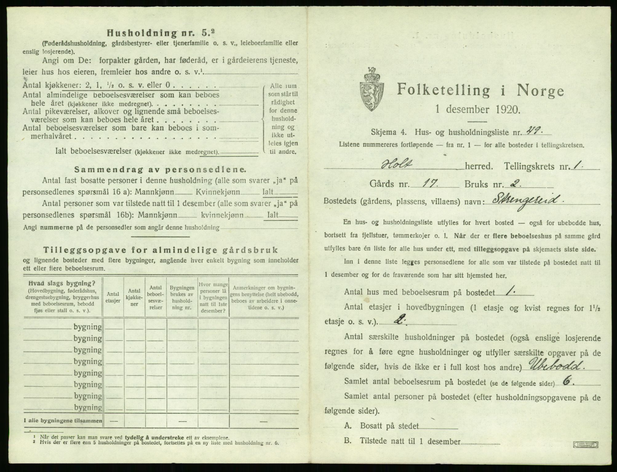 SAK, 1920 census for Holt, 1920, p. 154