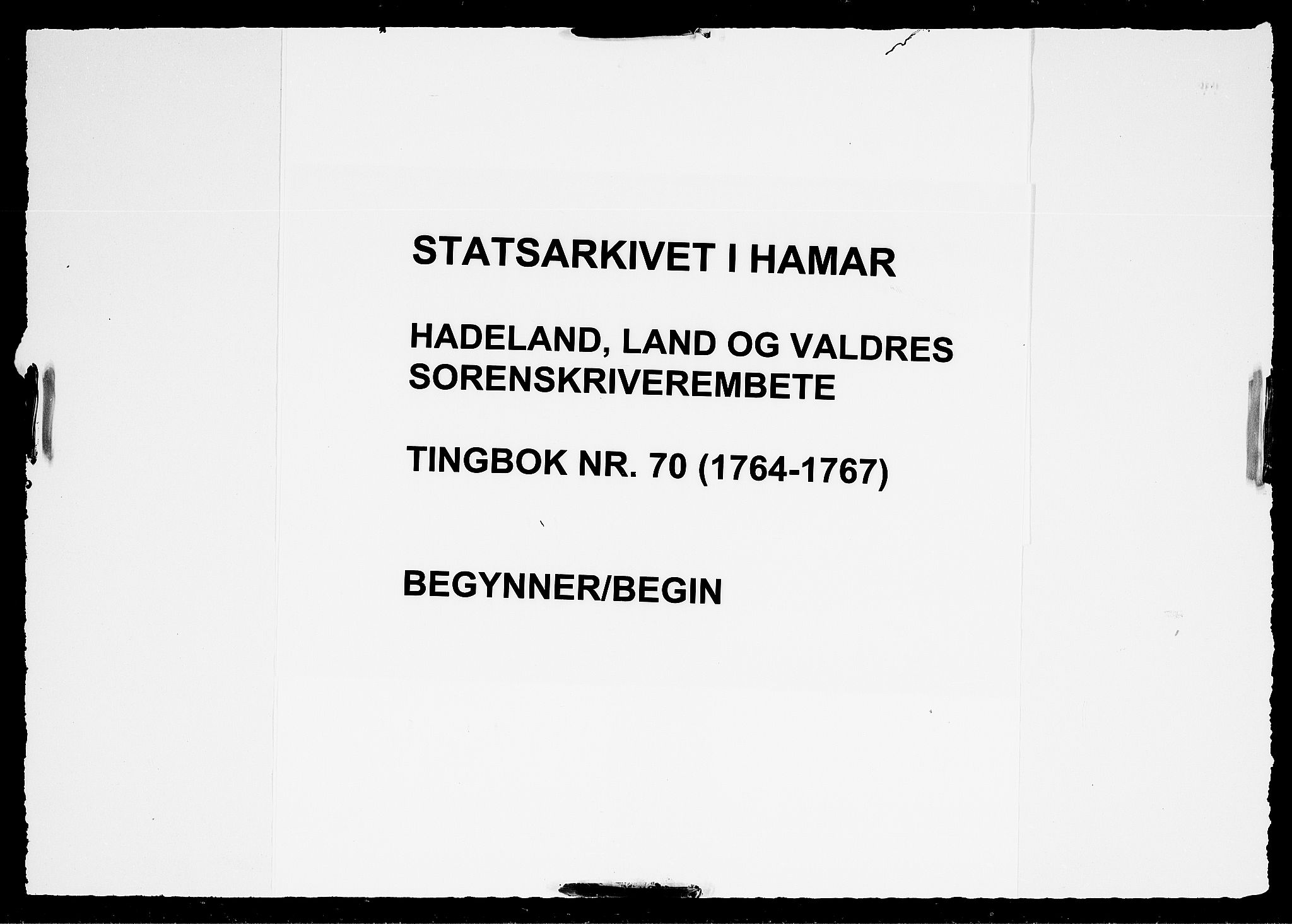 Hadeland, Land og Valdres sorenskriveri, SAH/TING-028/G/Gb/L0070: Tingbok - Valdres, 1764-1767