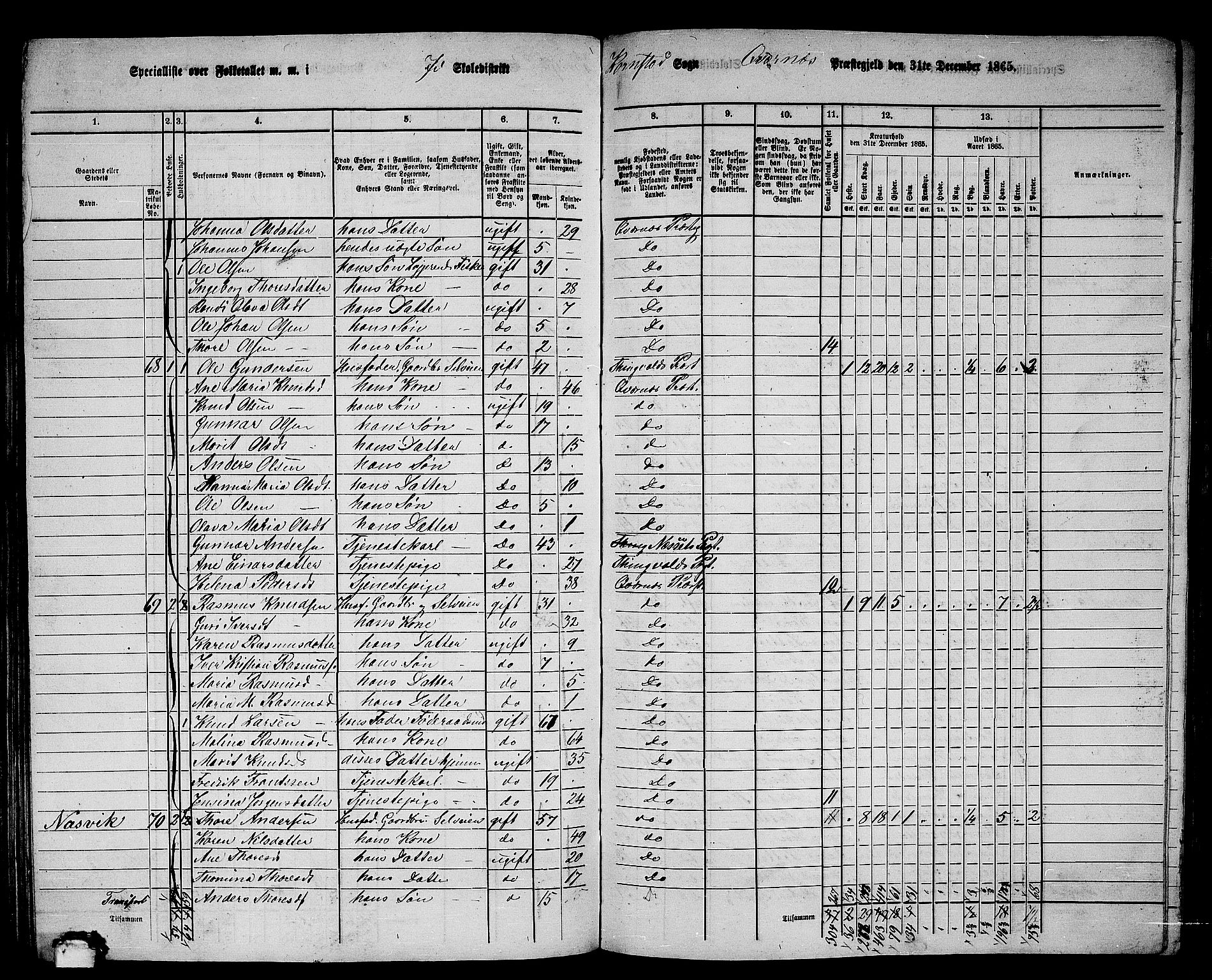 RA, 1865 census for Kvernes, 1865, p. 135