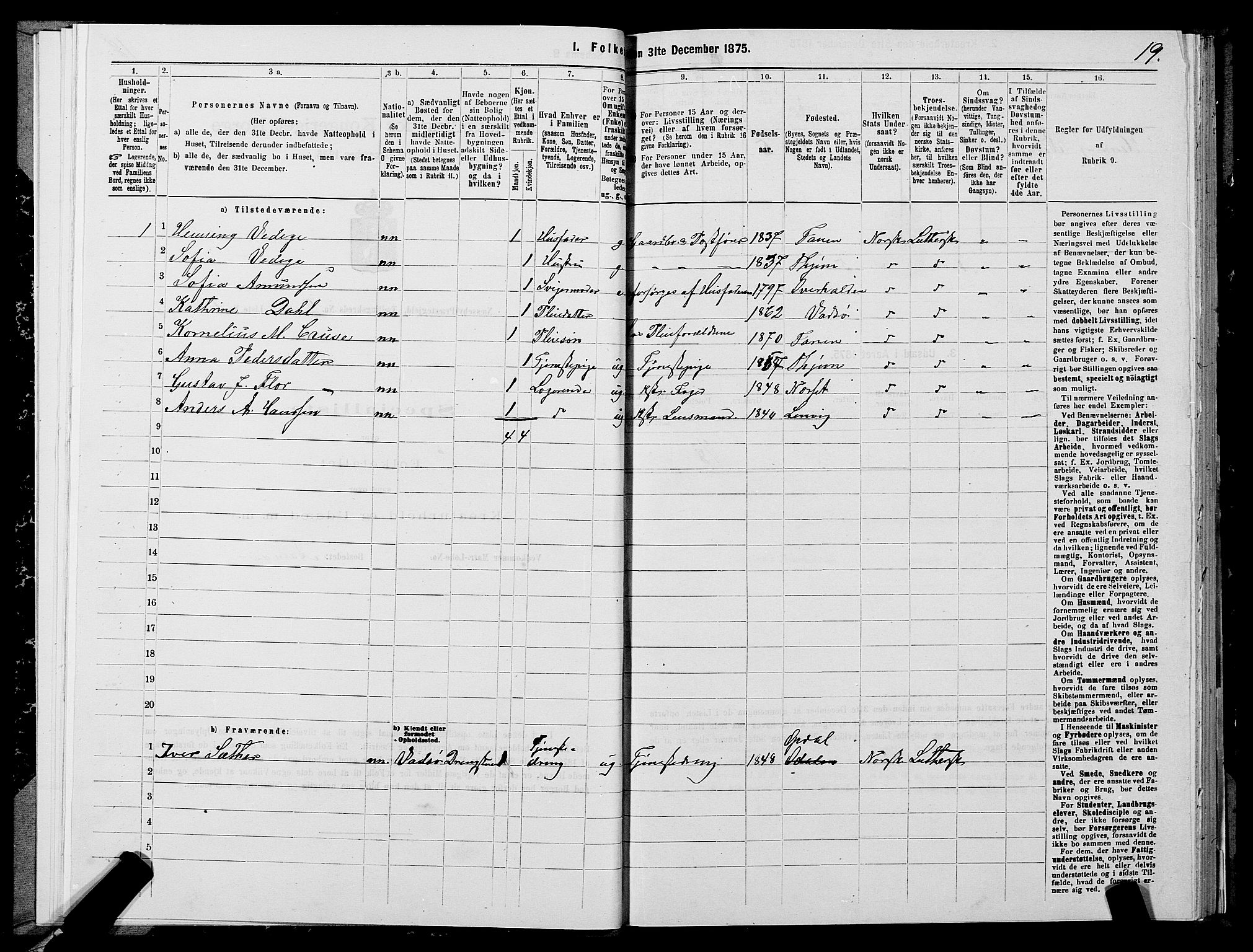 SATØ, 1875 census for 2027P Nesseby, 1875, p. 2019