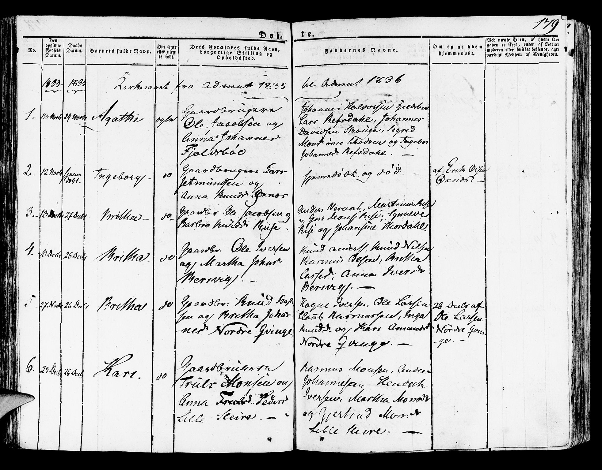 Lindås Sokneprestembete, AV/SAB-A-76701/H/Haa/Haaa/L0008: Parish register (official) no. A 8, 1823-1836, p. 179