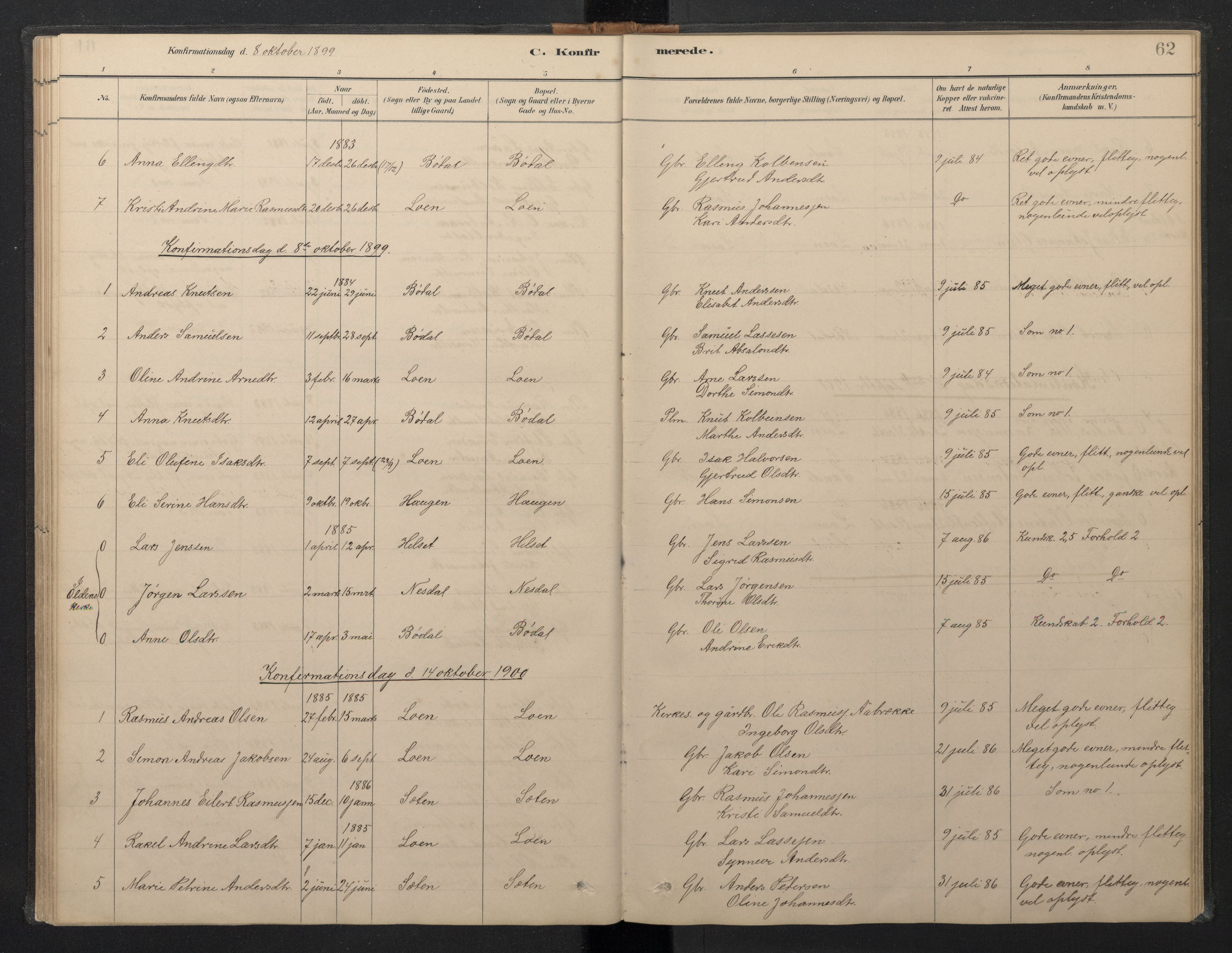 Stryn Sokneprestembete, SAB/A-82501: Parish register (copy) no. B 3, 1881-1918, p. 61b-62a