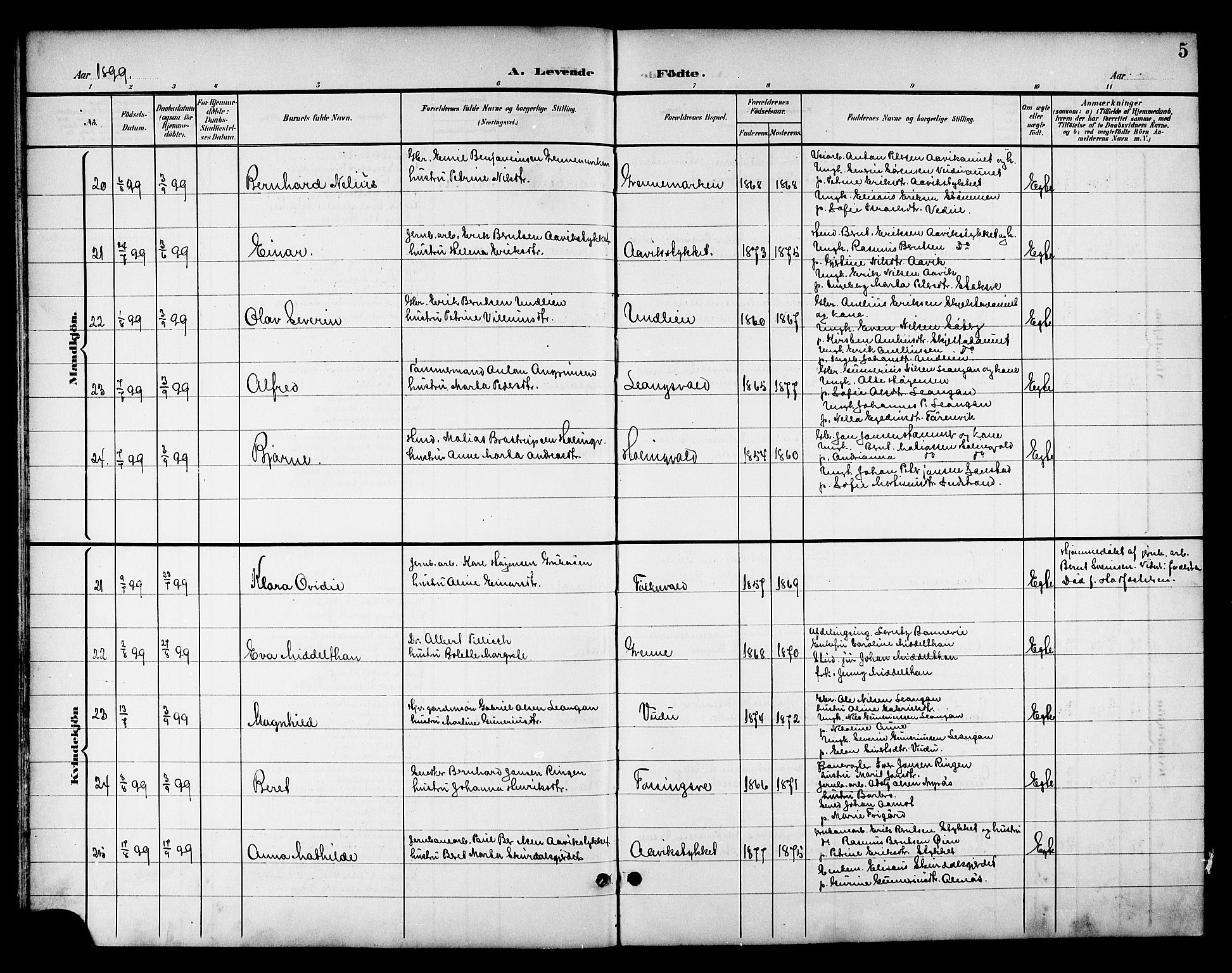 Ministerialprotokoller, klokkerbøker og fødselsregistre - Nord-Trøndelag, AV/SAT-A-1458/714/L0135: Parish register (copy) no. 714C04, 1899-1918, p. 5