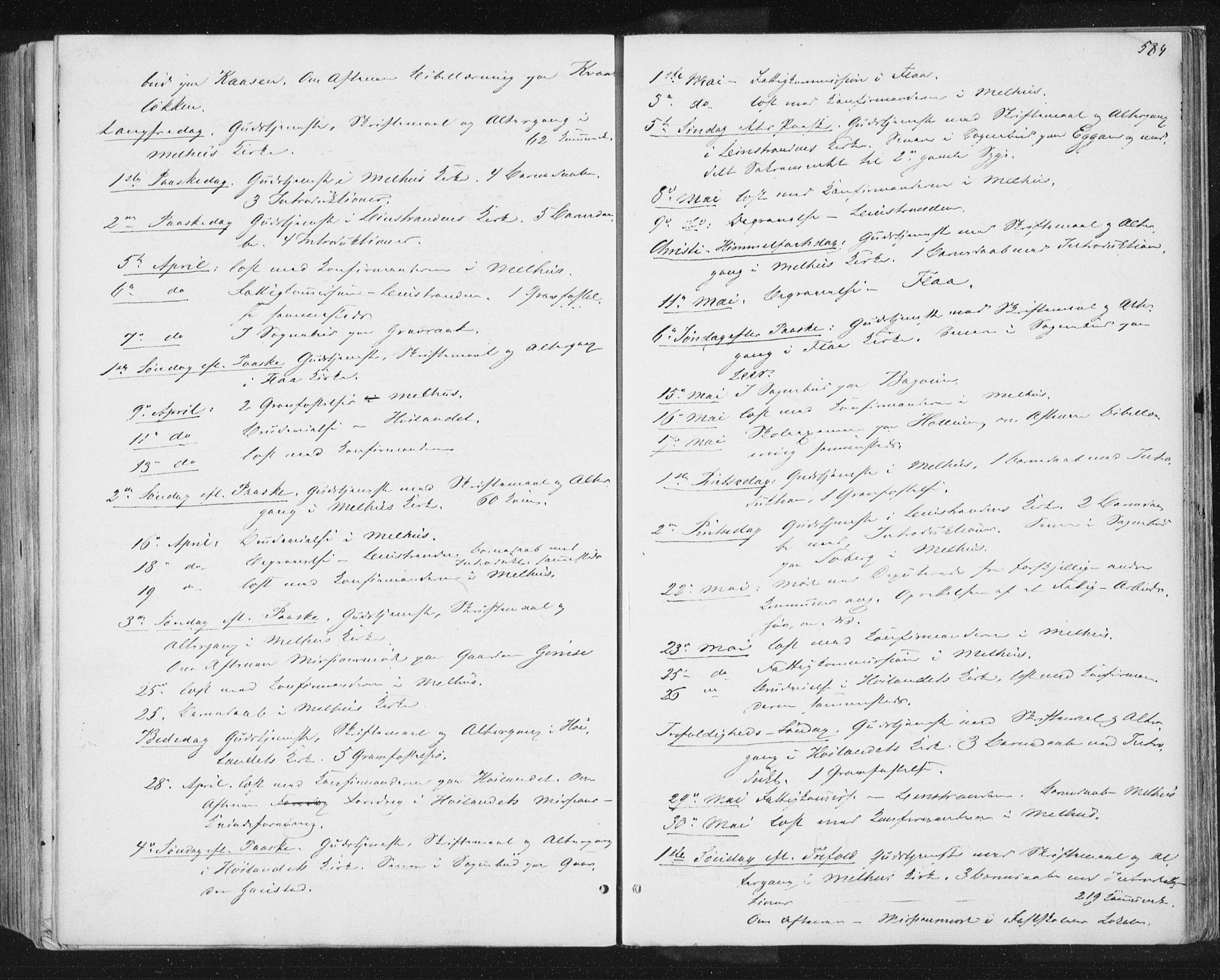 Ministerialprotokoller, klokkerbøker og fødselsregistre - Sør-Trøndelag, SAT/A-1456/691/L1077: Parish register (official) no. 691A09, 1862-1873, p. 584