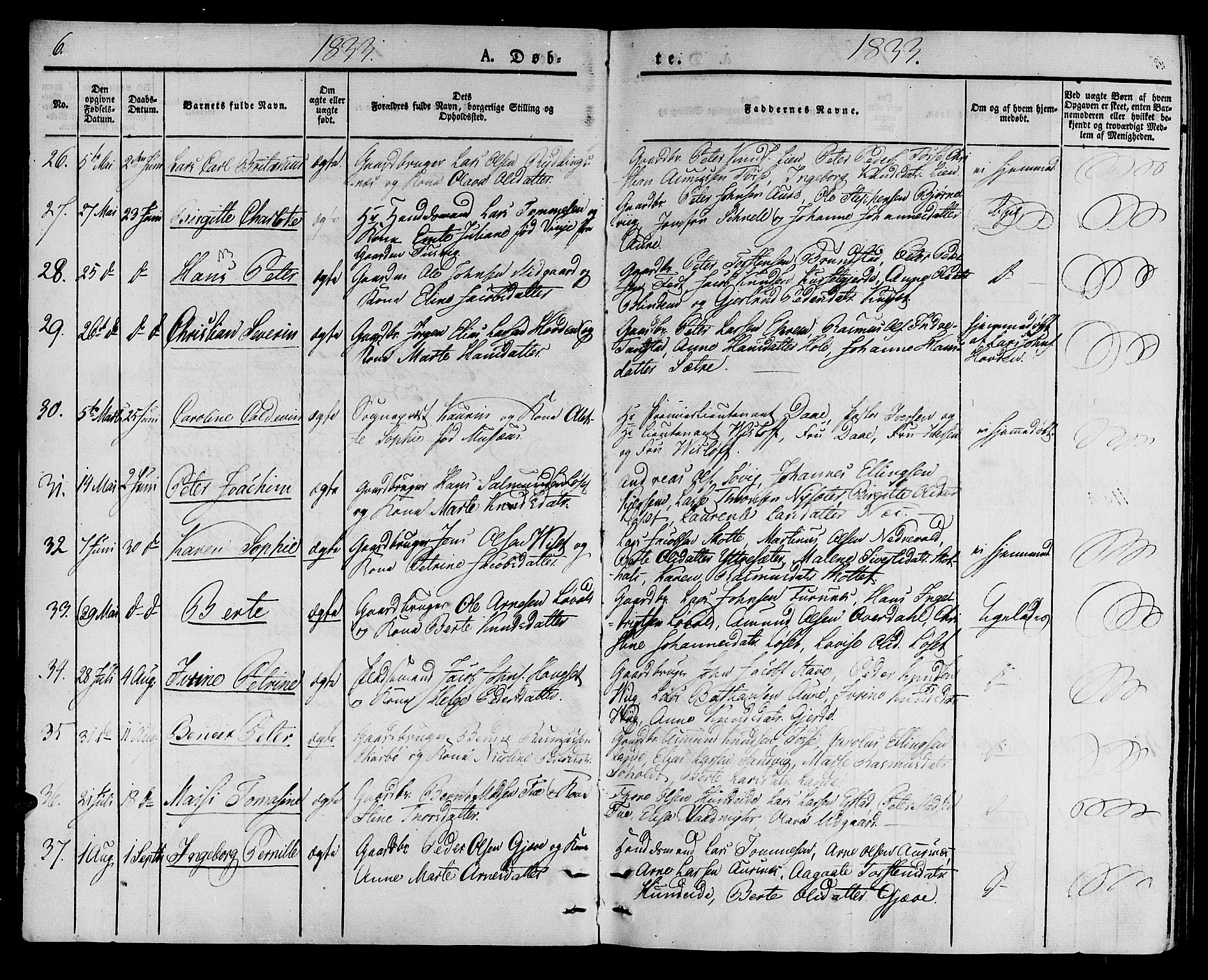 Ministerialprotokoller, klokkerbøker og fødselsregistre - Møre og Romsdal, AV/SAT-A-1454/522/L0311: Parish register (official) no. 522A06, 1832-1842, p. 6