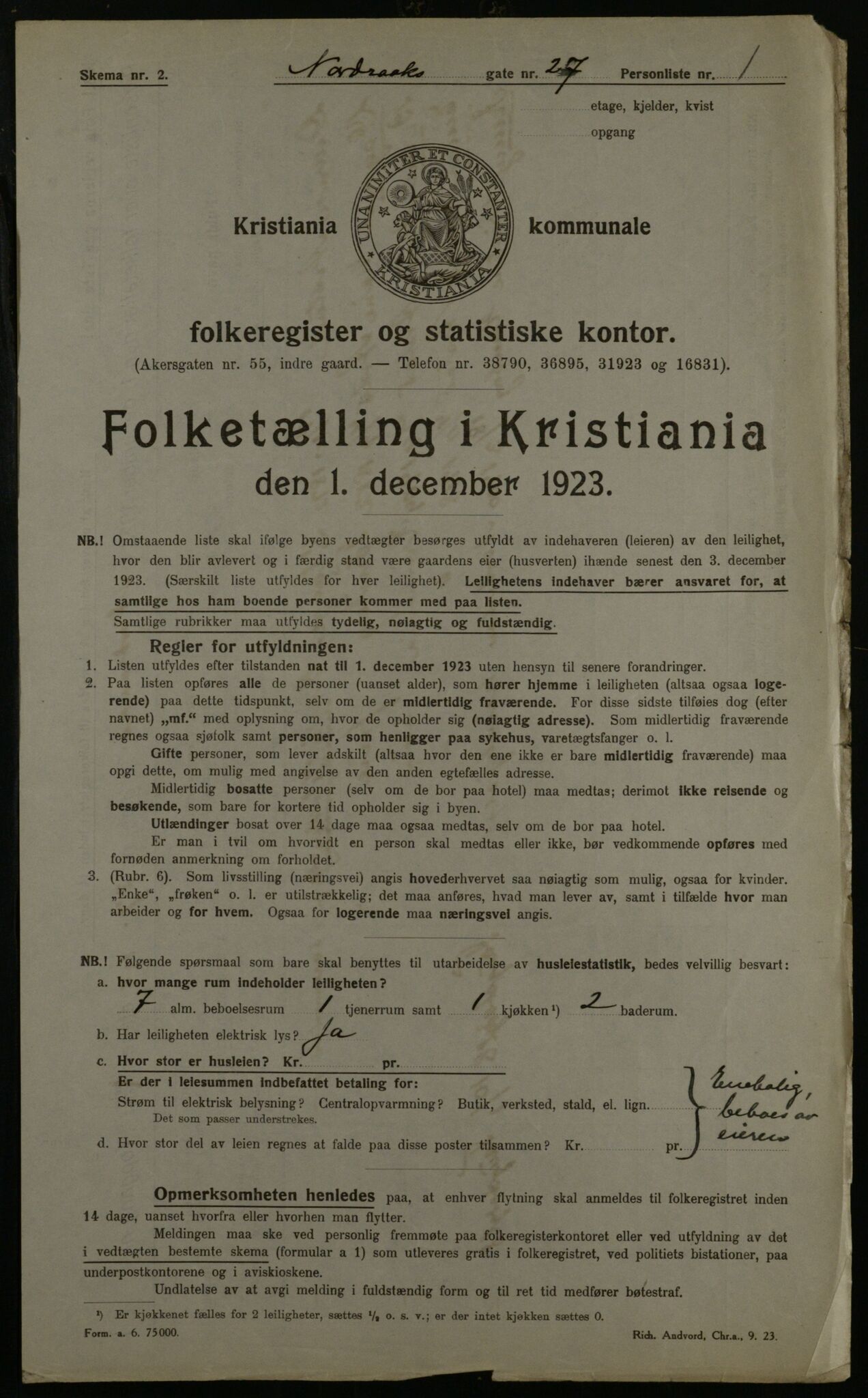 OBA, Municipal Census 1923 for Kristiania, 1923, p. 80710